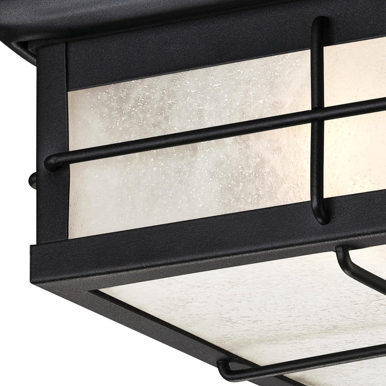 Orwell Textured Black Steel Outdoor Flush-Mount Light with Frosted Glass