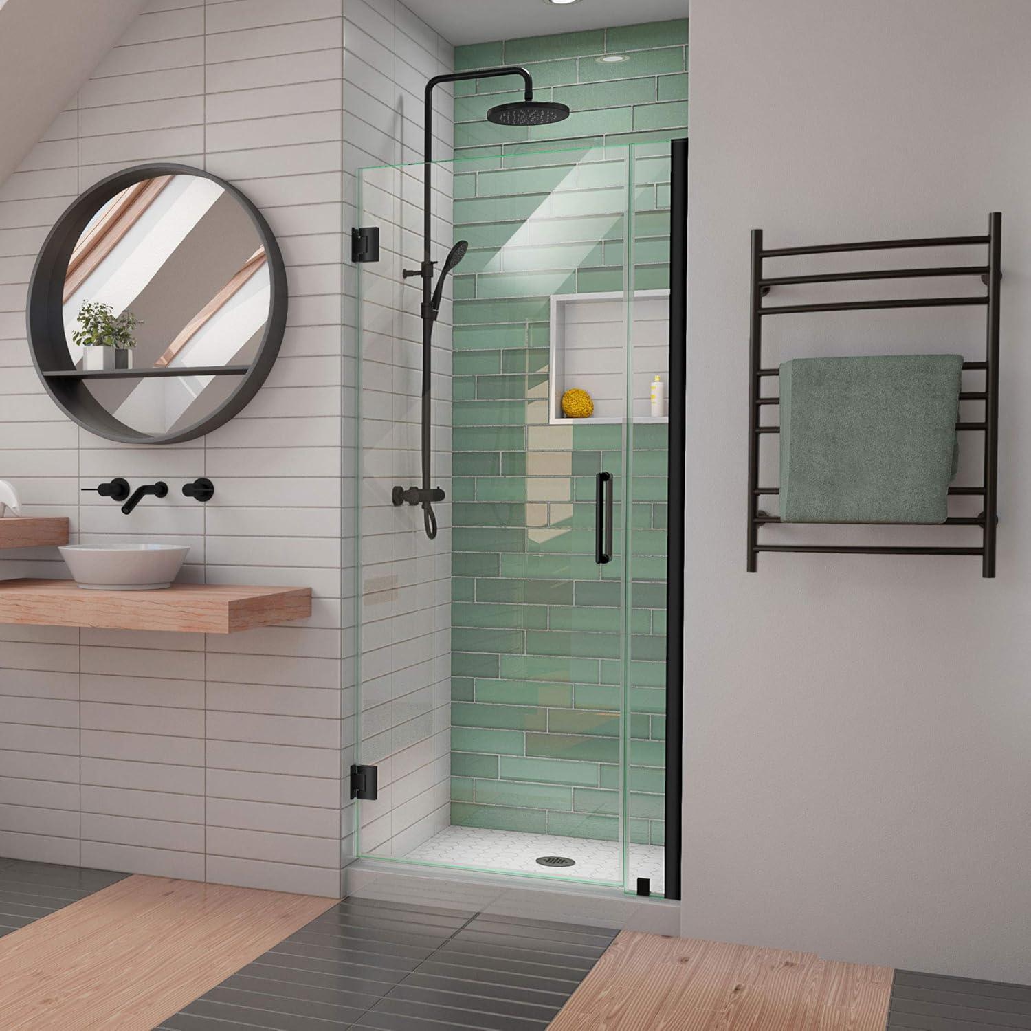 DreamLine Unidoor-LS 33-34 in. W x 72 in. H Frameless Hinged Shower Door in Satin Black