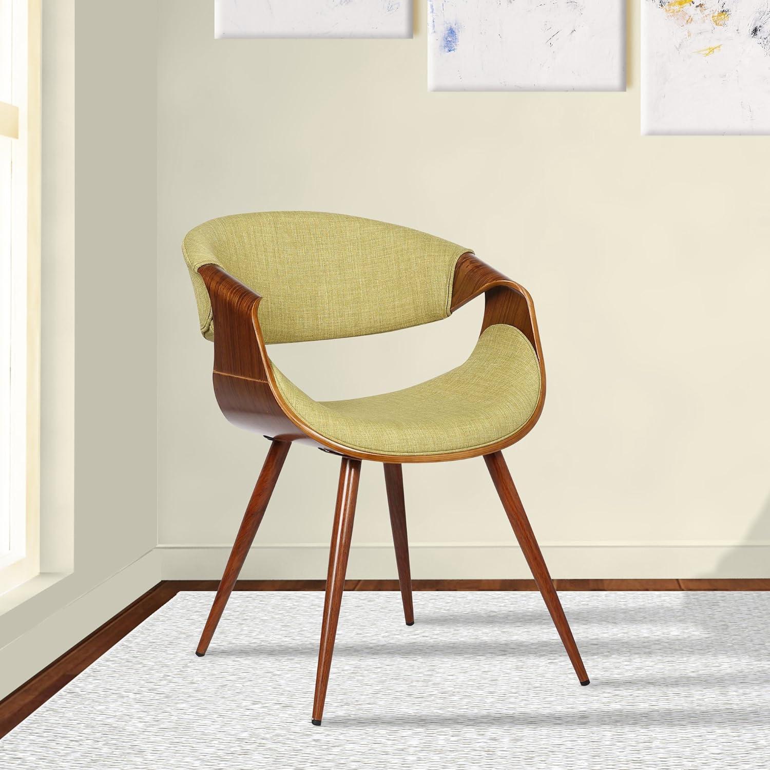 Butterfly Mid-Century Modern Dining Chair Green - Armen Living: Upholstered Walnut Legs, Polyester