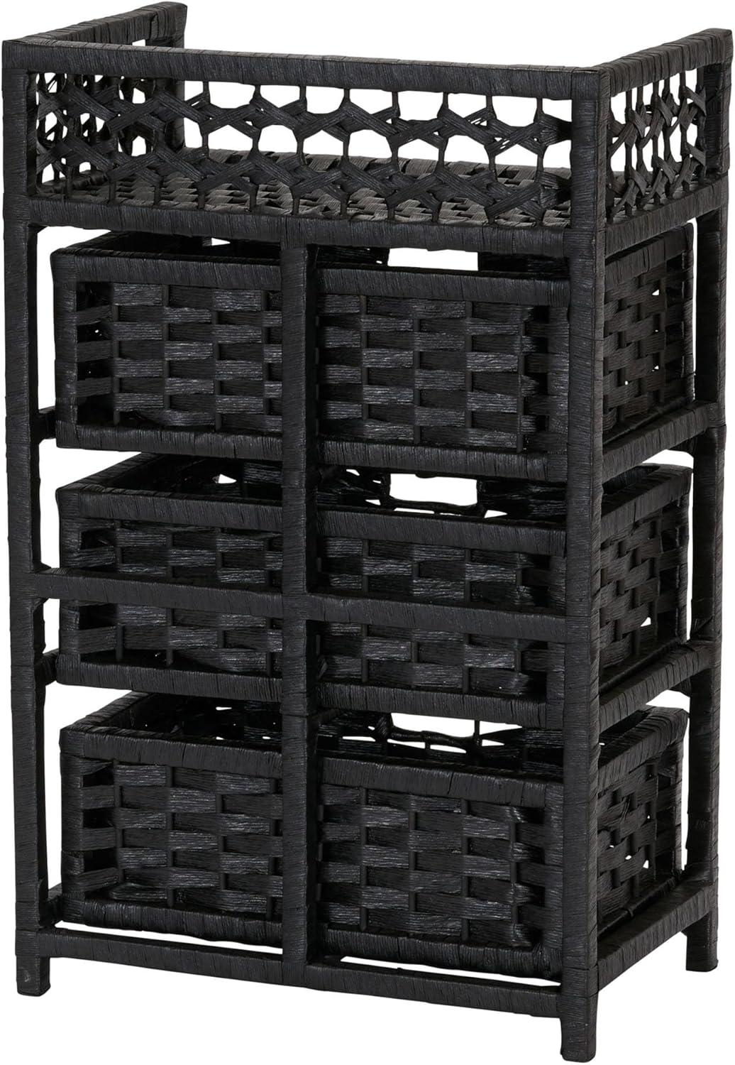 Sleek Black Paper Rope 3-Drawer Compact Chest