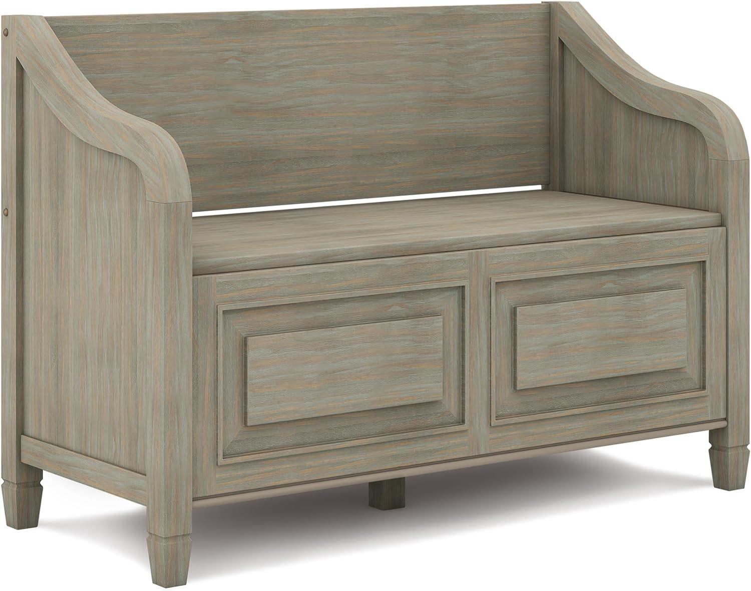 Connaught Distressed Grey Solid Wood Entryway Storage Bench
