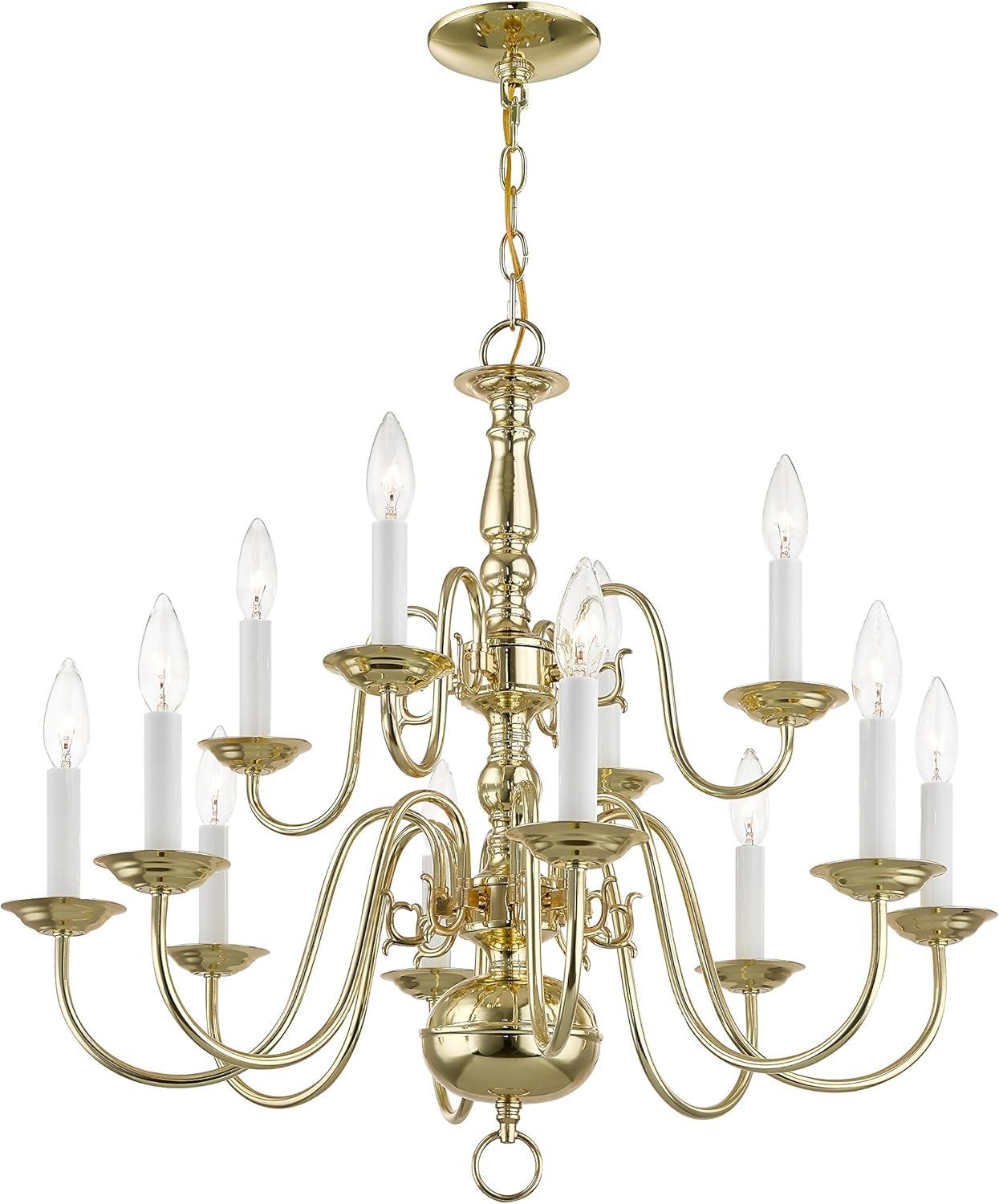 Livex Lighting Williamsburgh 12 - Light Chandelier in  Polished Brass