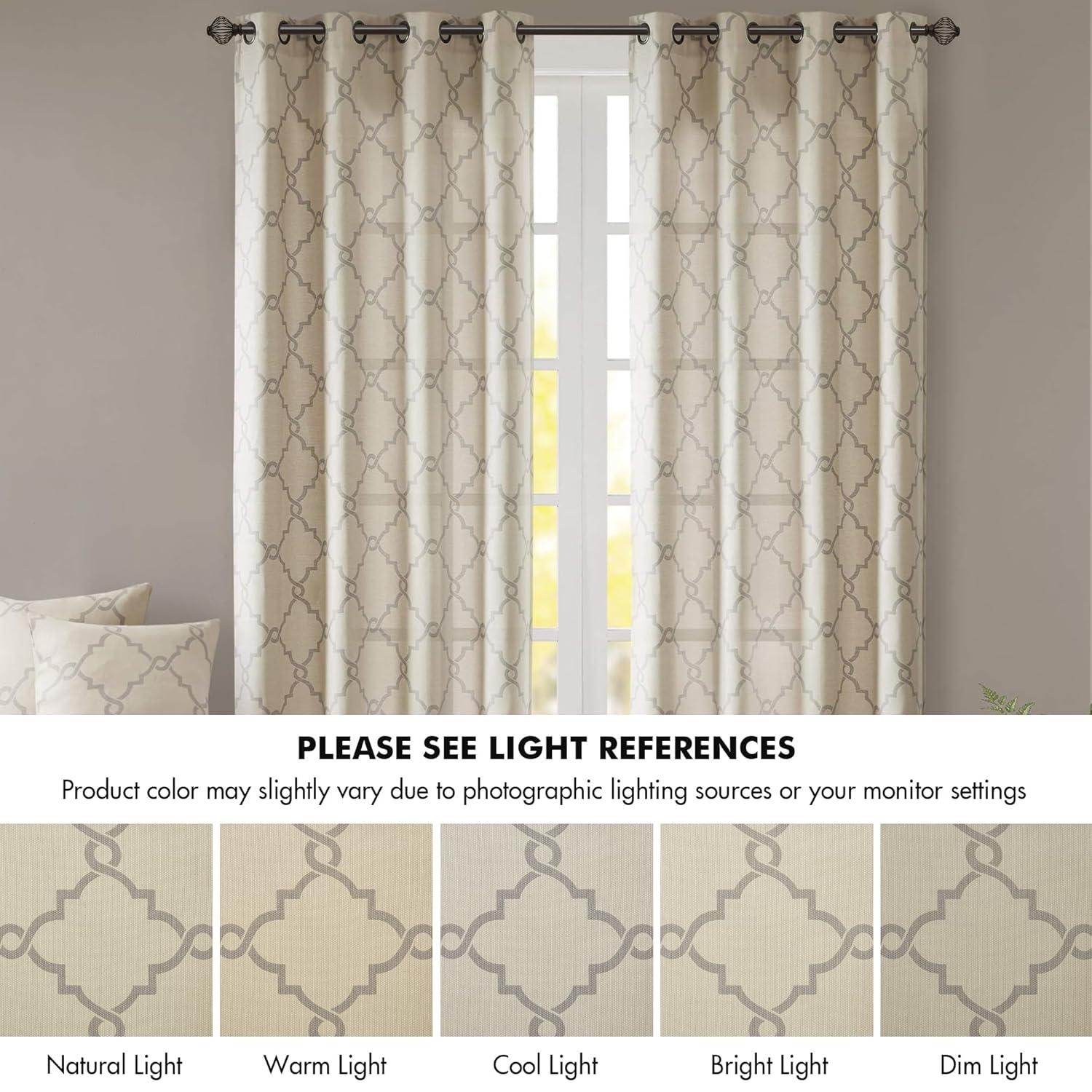 Madison Park Fretwork Print Grommet Top Single Window Curtain Panel