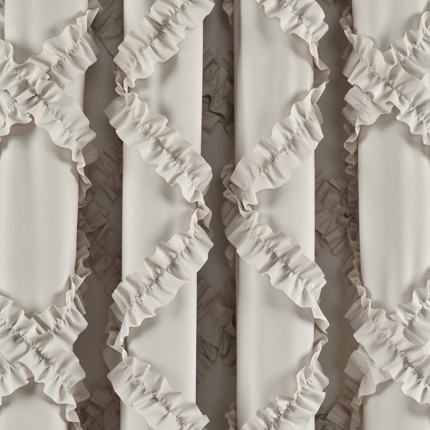 Lush Decor Ruffle Diamond Polyester Semi Sheer Curtain Pair (Set of 2)