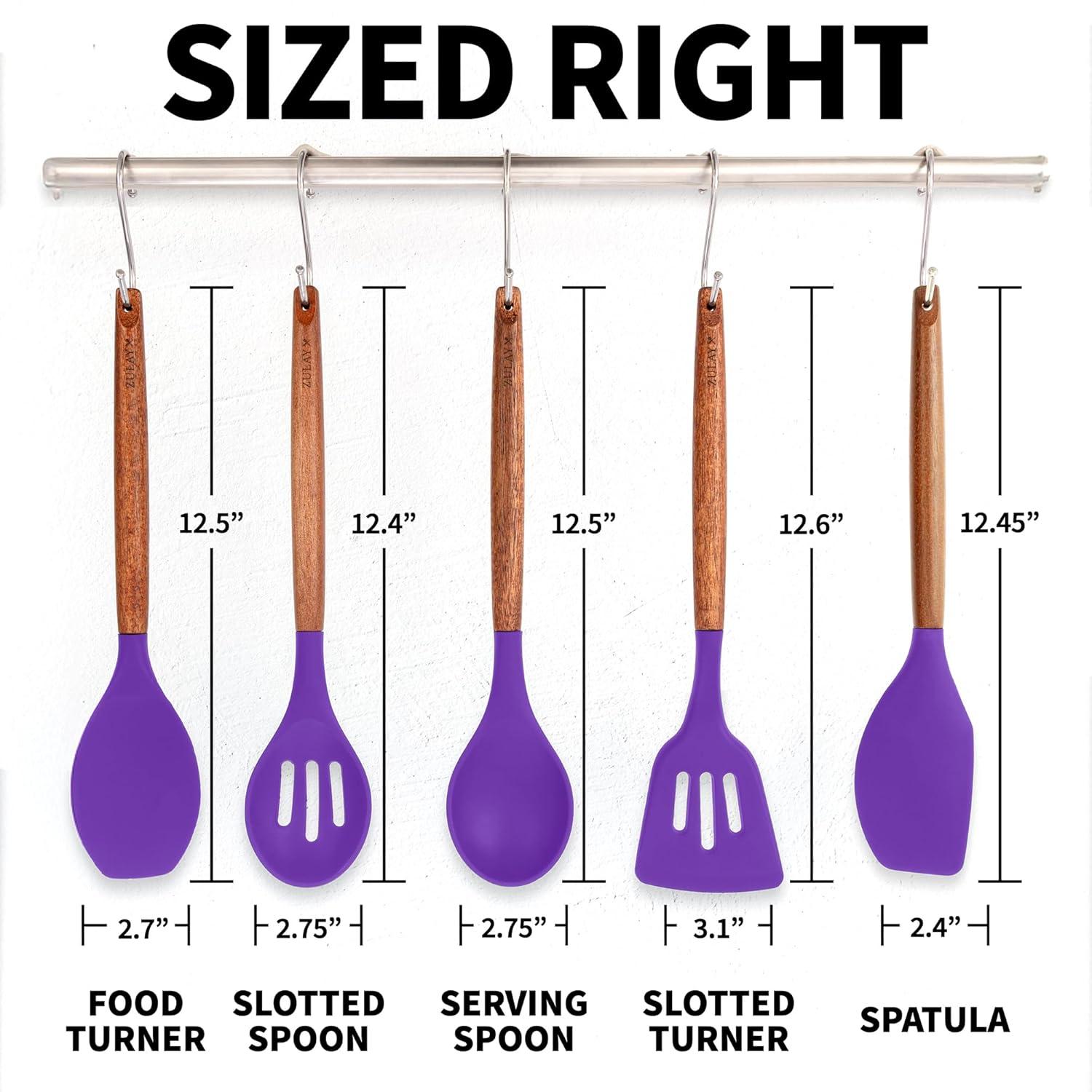 Zulay Kitchen Zulay Kitchen 5 Piece Silicone Utensils Set With Authentic Acacia Wood Handles - Dark Blue