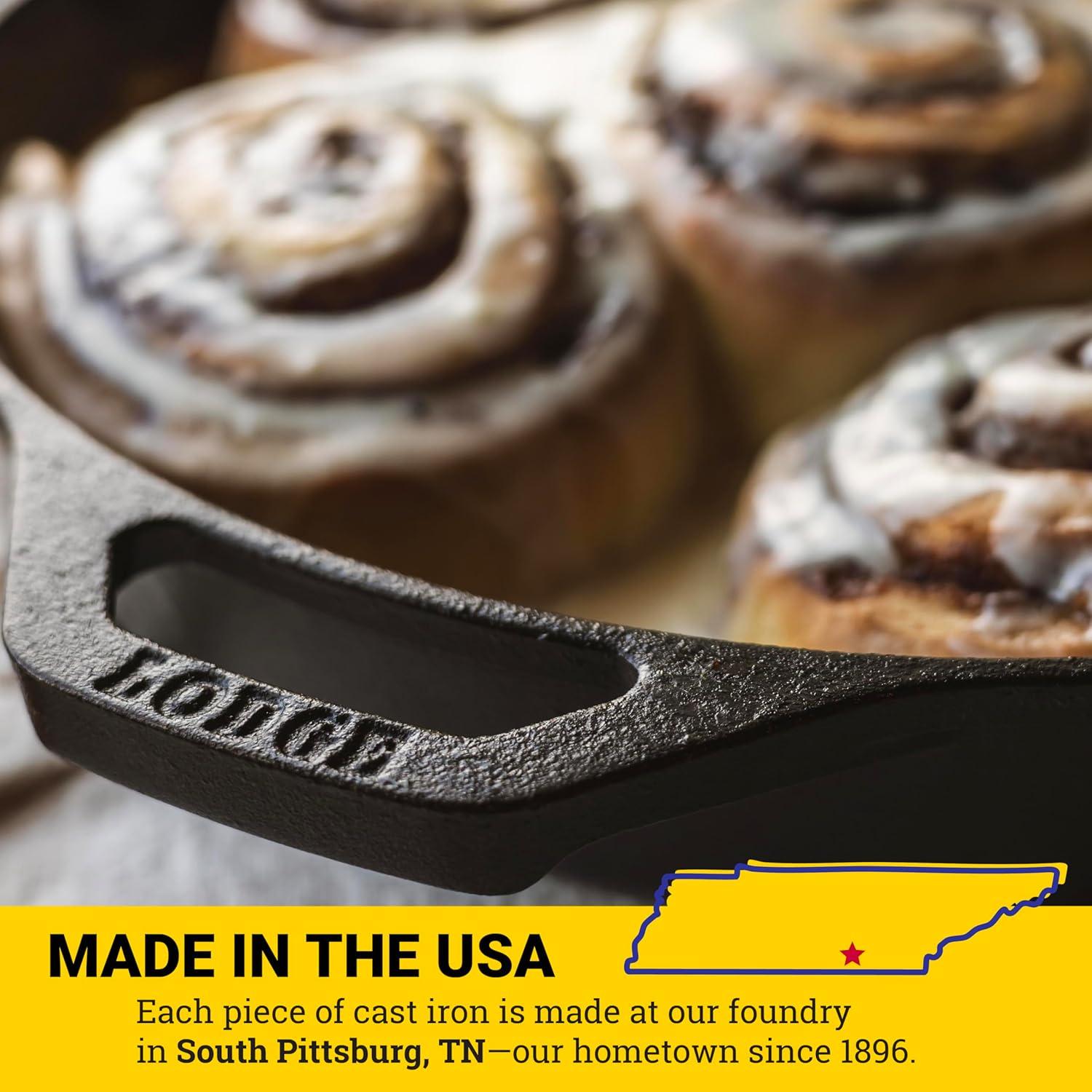 Lodge 10.25" Cast Iron Skillet: Preseasoned, Tarnish & Heat-Resistant, Gas & Electric Compatible, 6" Handle