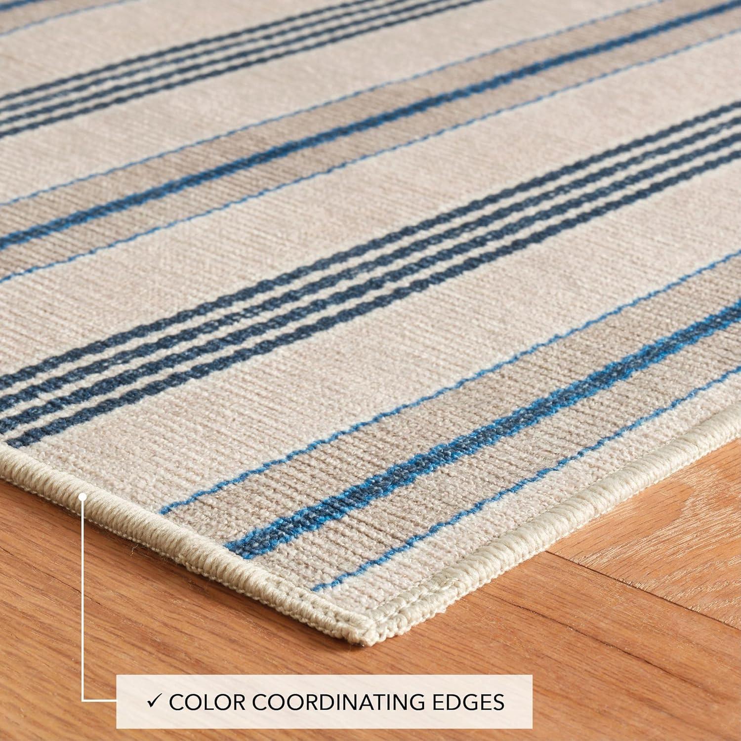 Nimes Ticking Neutral Machine Washable Rug