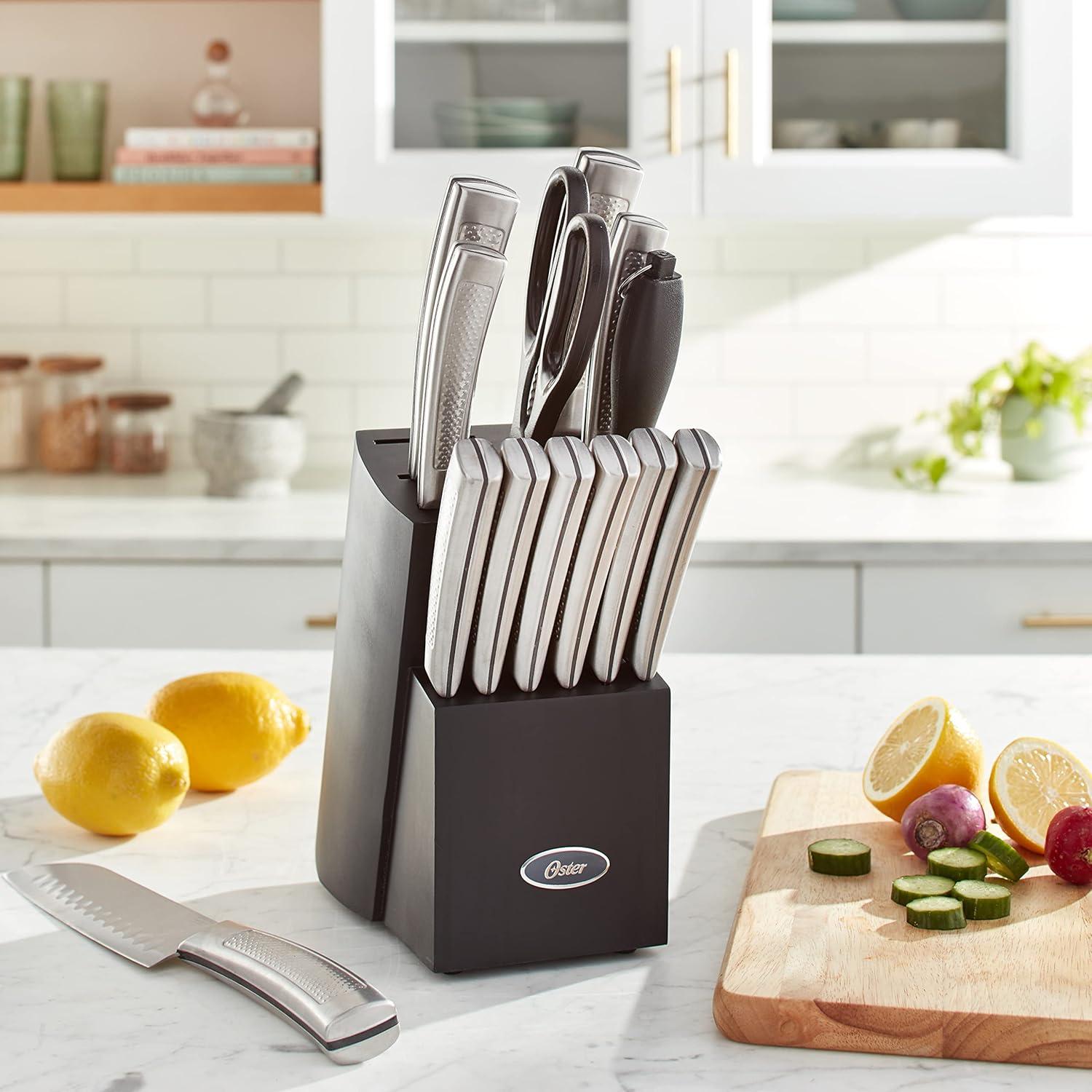Oster Oster Wellisford Stainless Steel Kitchen Knife Cutlery Set With Block, 14 Piece