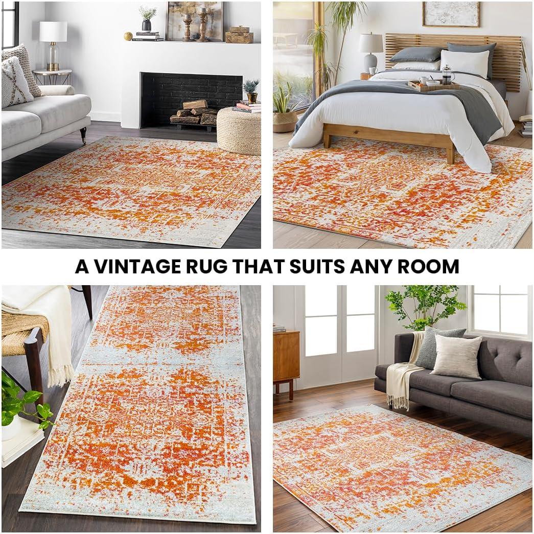 Livabliss 3'11"x5'7" Worsham Traditional Rug Orange: Medium Pile, Fade & Stain-Resistant, Indoor Use