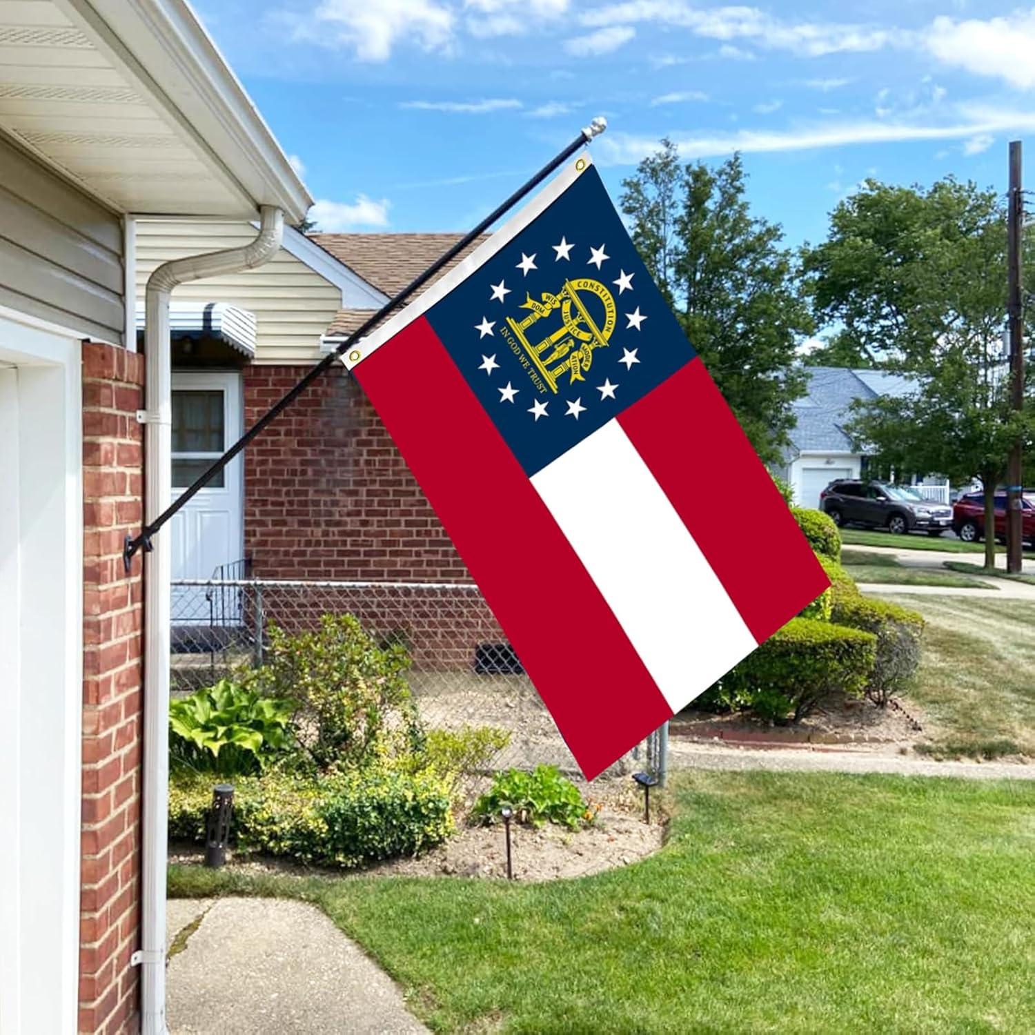 Georgia State Flag 3x5 ft, 3 Ply Polyester Double Sided GA Flag with Vibrant Print/4 Rows Hemming/Brass Grommets