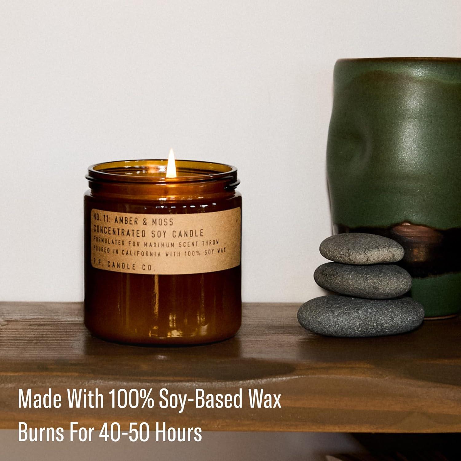 P.F. Candle Co. Large Candle - Golden Coast (12.5 oz Soy Wax, 60-70 Hour Burn Time, Amber Glass Jar)