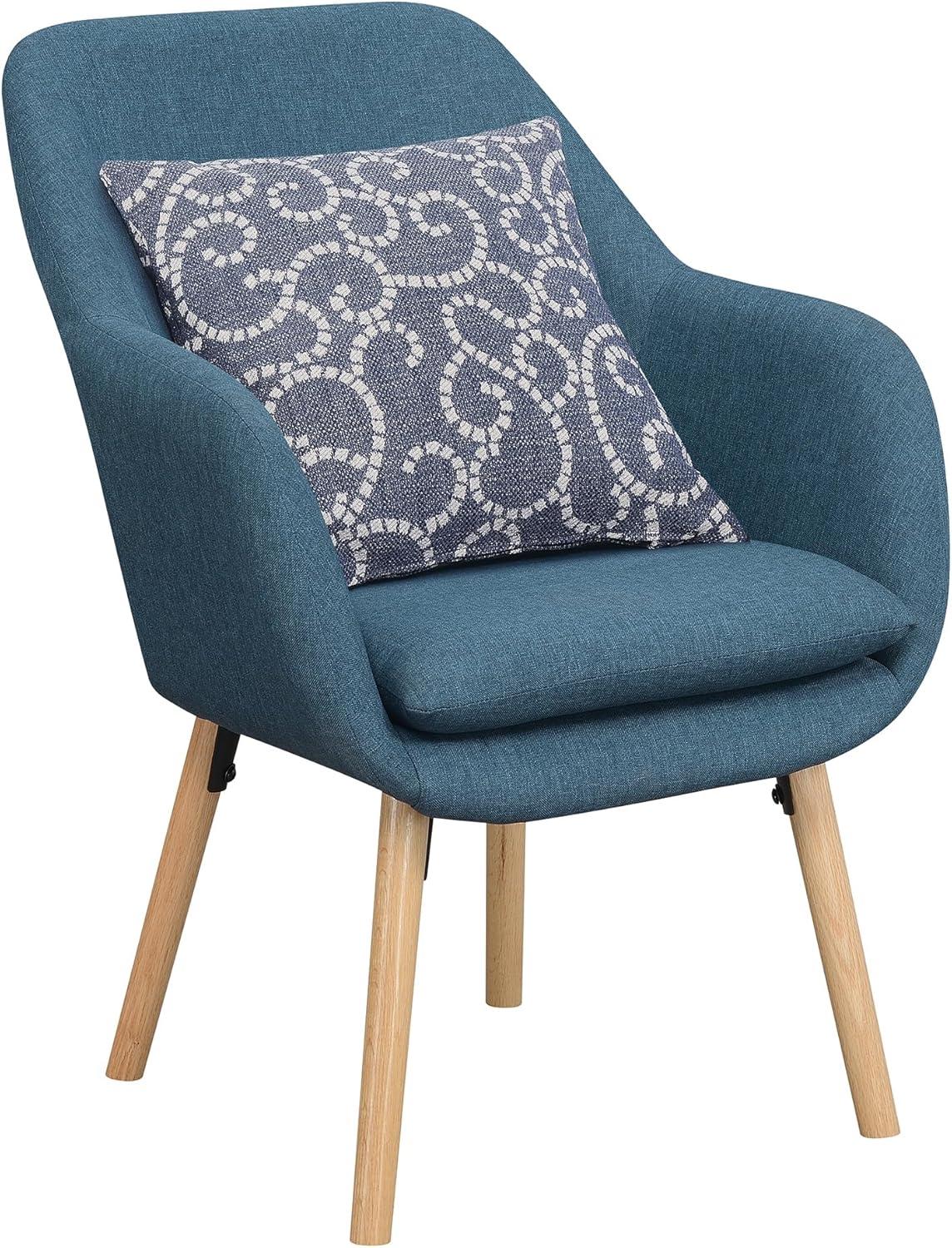 Convenience Concepts Take a Seat Charlotte Wingback Upholstered Accent Armchair, Denim Blue Fabric