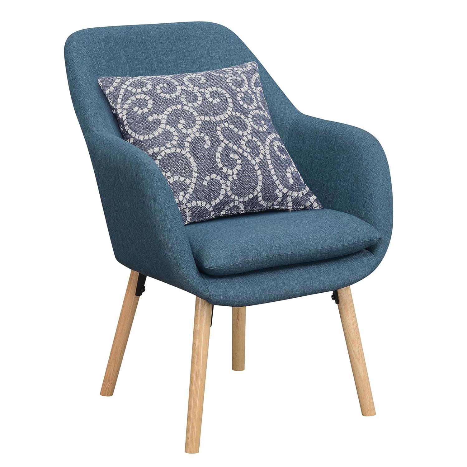 Convenience Concepts Take a Seat Charlotte Wingback Upholstered Accent Armchair, Denim Blue Fabric