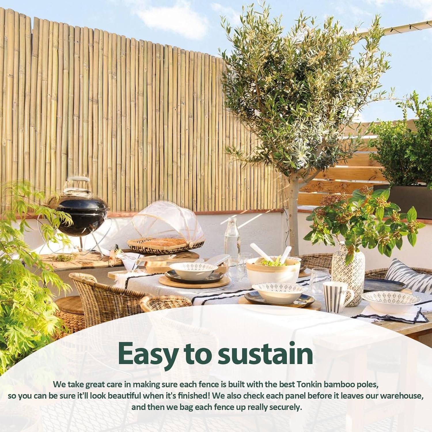 Backyard X-Scapes Natural Bamboo Fencing Decorative Privacy Screen No Dig Fence Panel