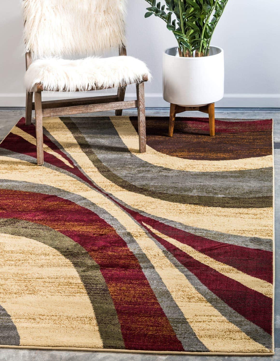 Unique Loom Barista Collection Area Rug - Ngada (9' x 12' 2" Rectangle Beige/Red)