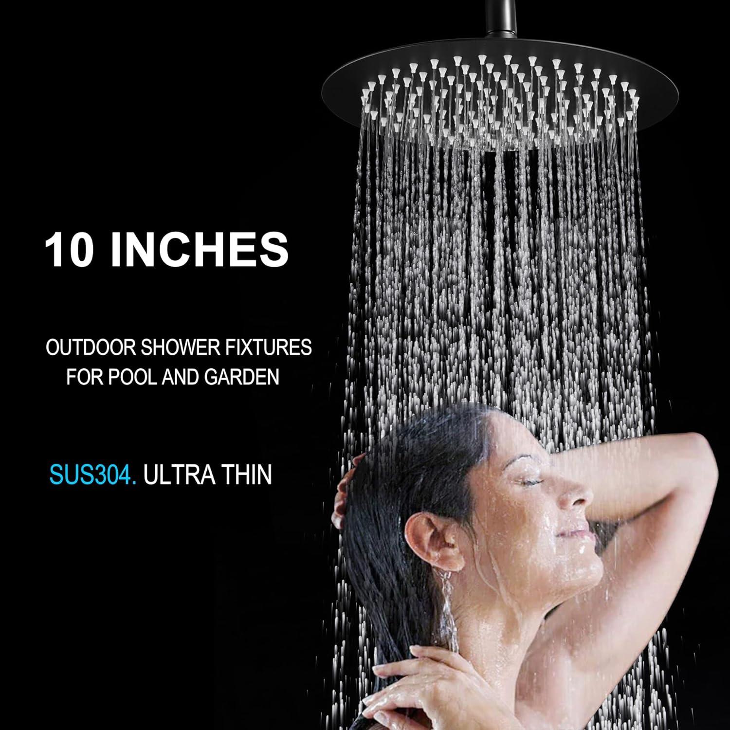 Outdoor Shower Fixture SUS304 Shower Faucet Combo Set Stainless Steel 8 Rainfall Shower Head