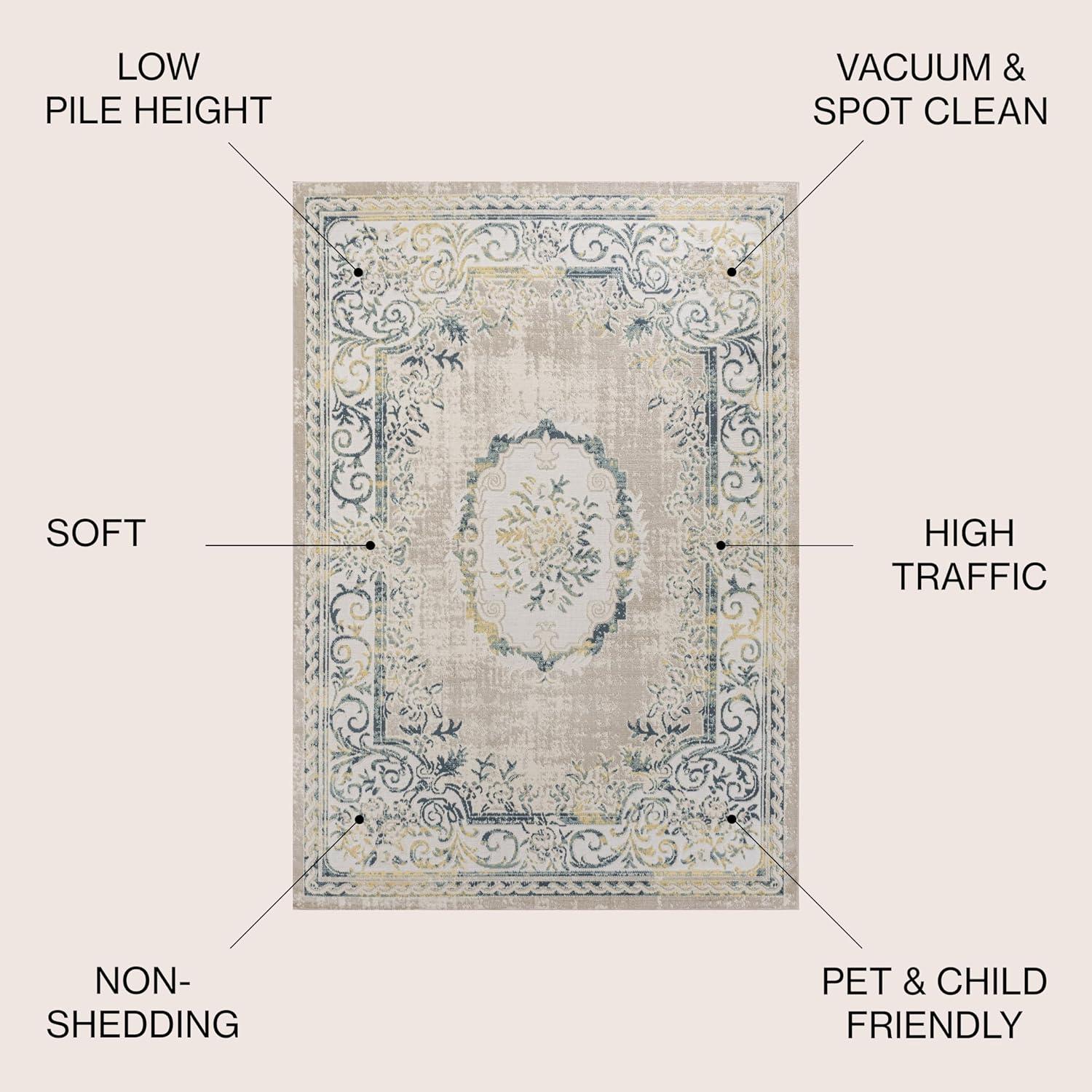 JONATHAN Y Rosalia Cottage Medallion Navy/Ivory 3 ft. x 5 ft. Area Rug