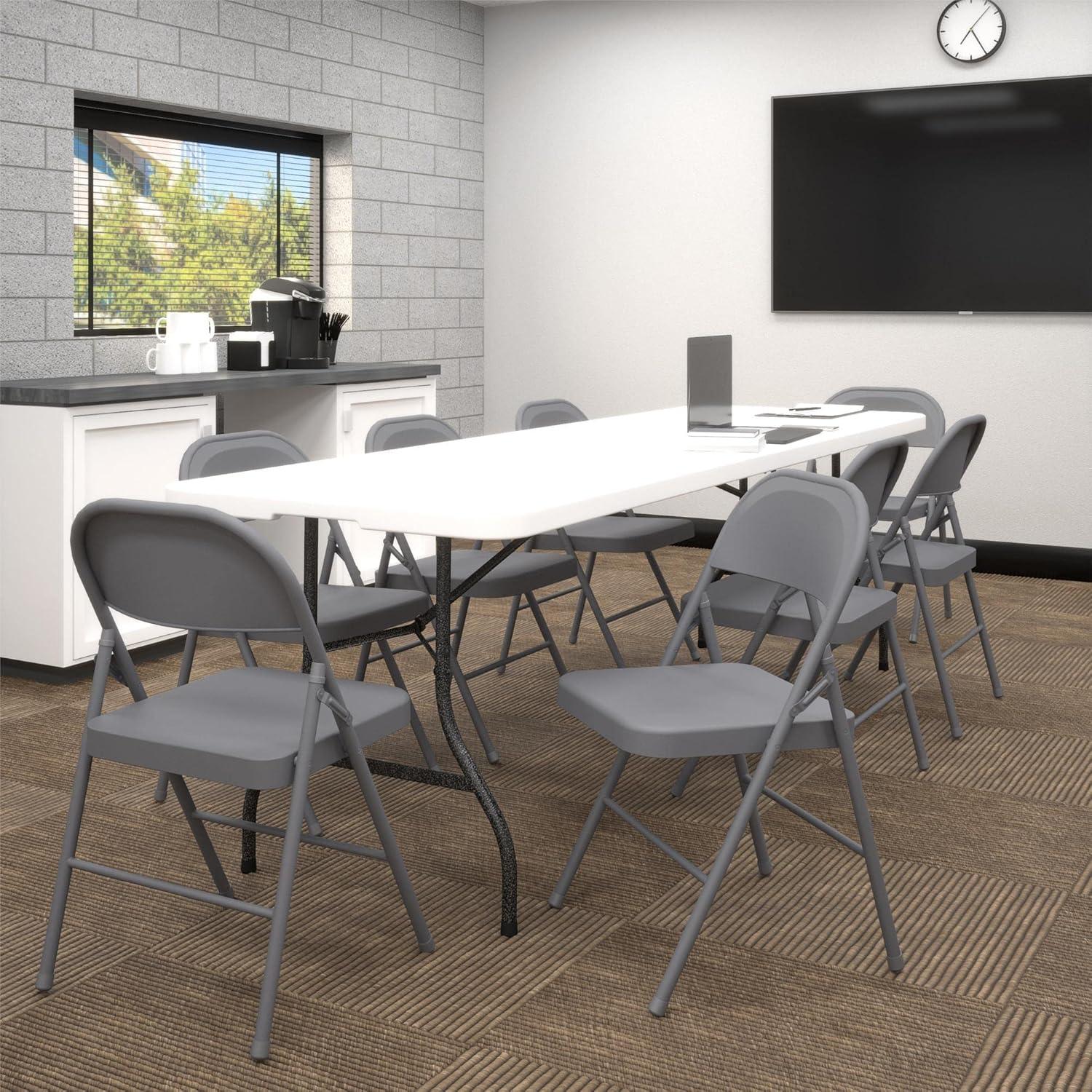 COSCO All- Steel Folding Chair, 4-Pack, Gray