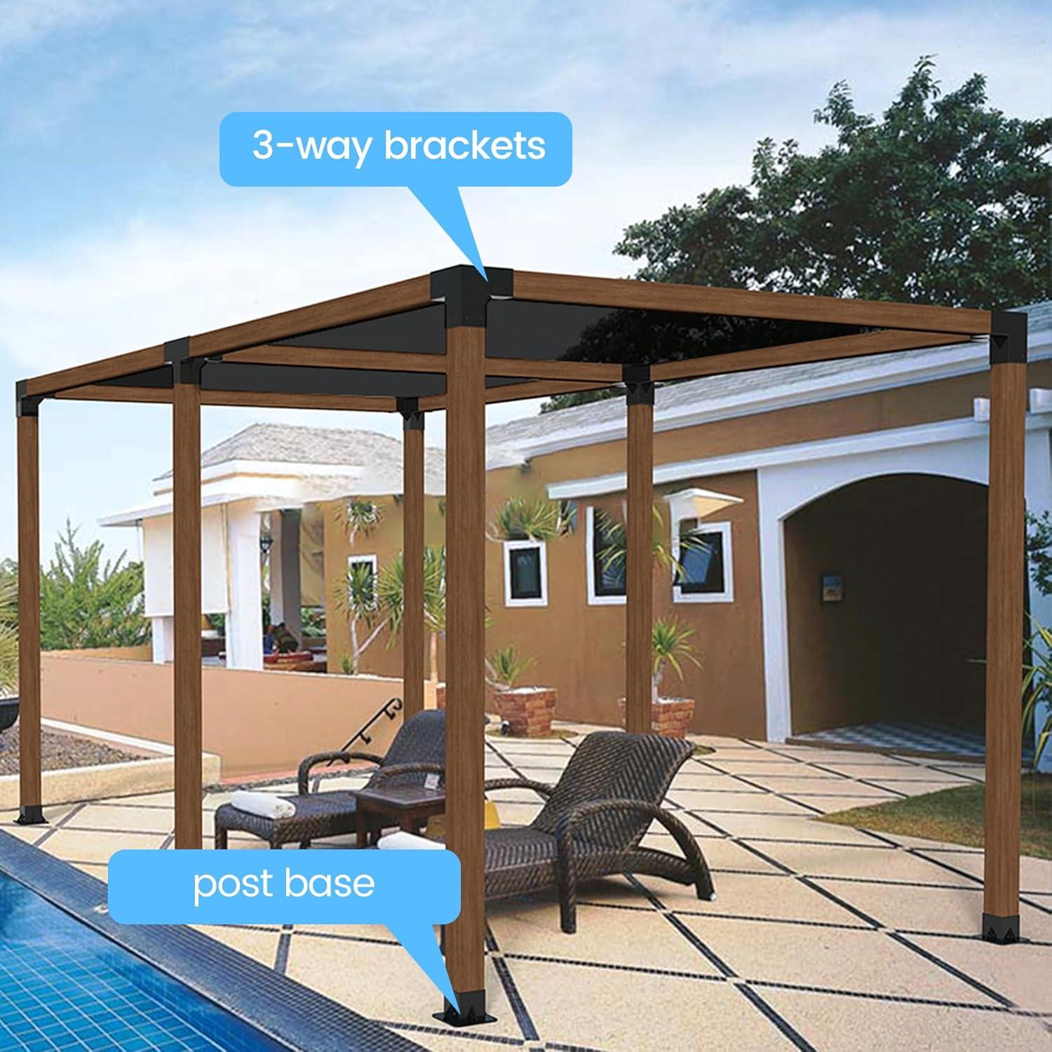 Pergola Kit Elevated Wood Stand Kit Woodwork for 4"x 4" (Actual 3.5" x 3.5"), Wooden Gazebo Kit for 3-Way Pergola Brackets with Pergola Base Brackets - Includes Screws