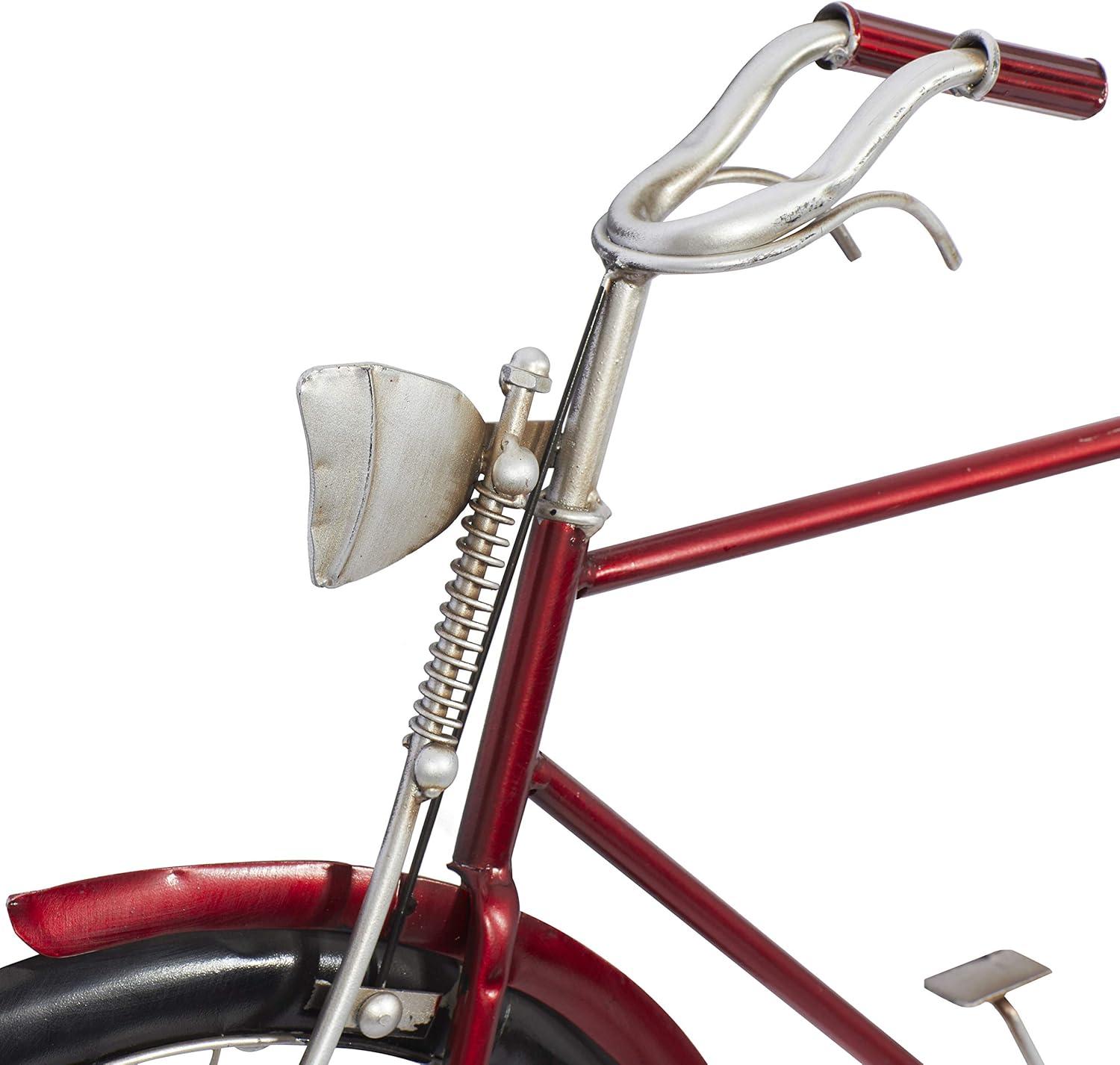 DecMode Vintage Metal Bicycle Wall Décor with Metallic Red Color Frame, 36"W x 19"H