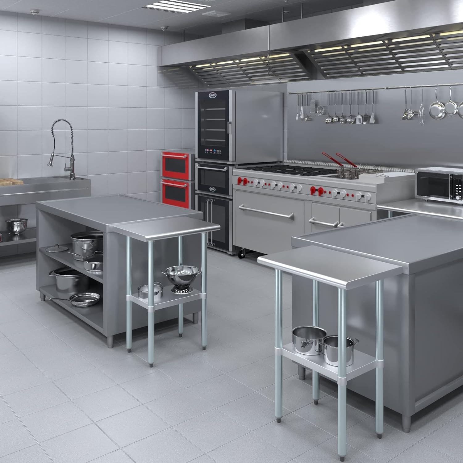 Stainless Steel Table with Undershelf. Metal Prep Table. NSF.