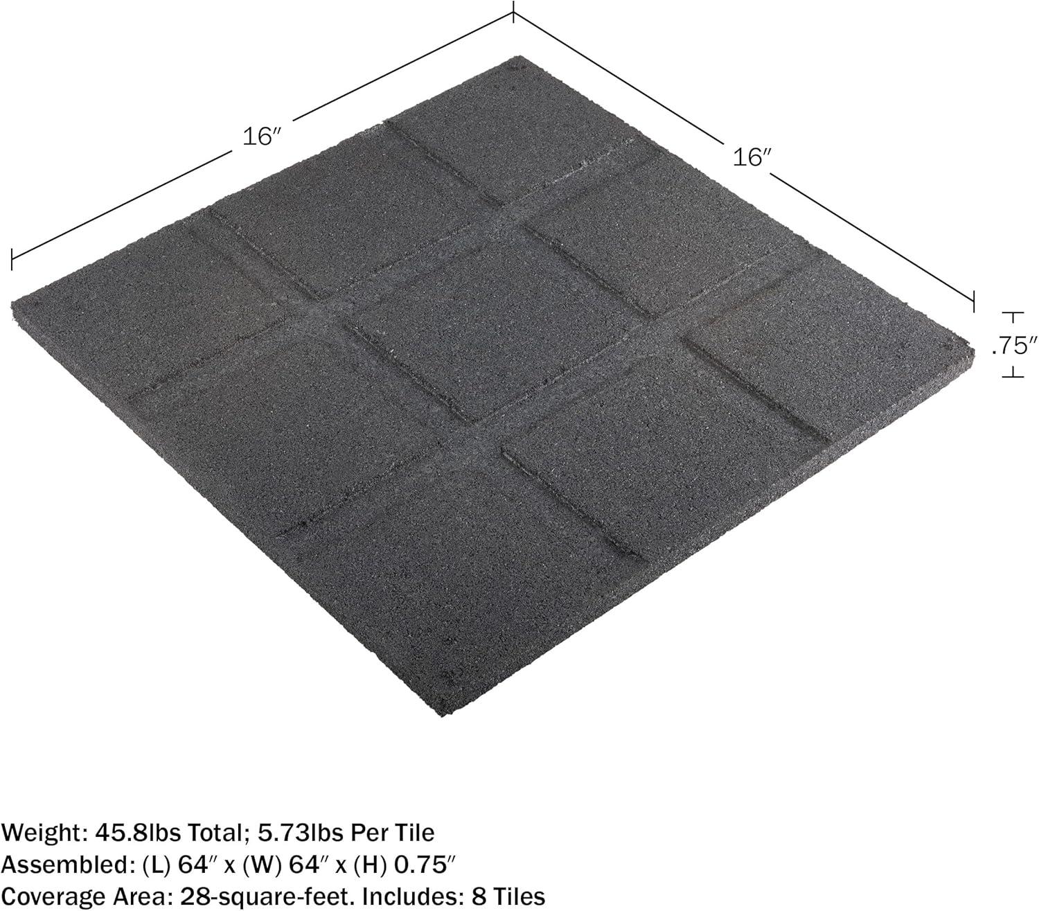 Pure Garden Deck Tiles 8-Pack - Dual-Sided Outdoor Flooring Tile - 28SQFT Rubber Pavers for Outside Patio, Garden Walkway, Balcony, or Shed