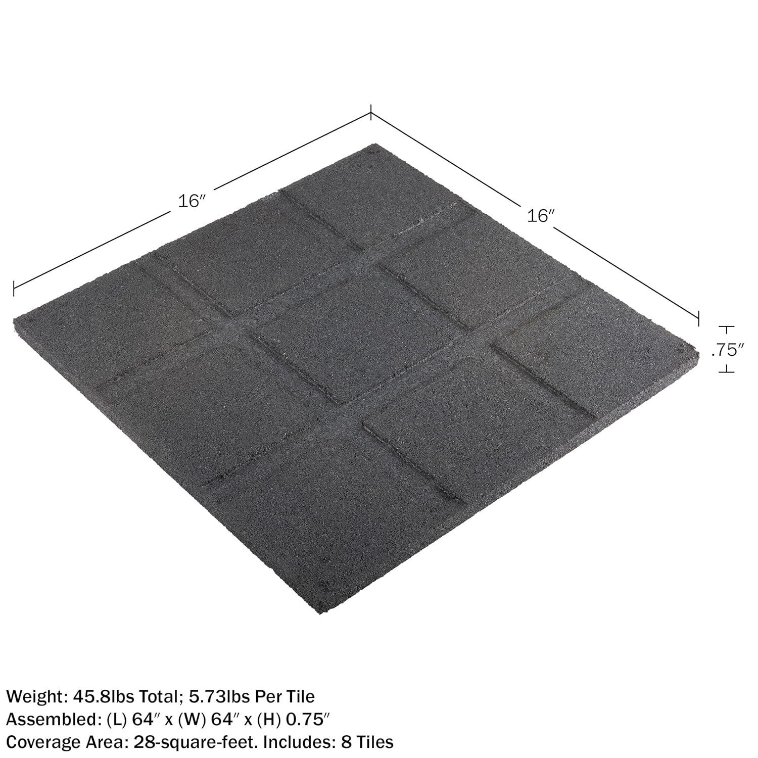 Pure Garden Deck Tiles 8-Pack - Dual-Sided Outdoor Flooring Tile - 28SQFT Rubber Pavers for Outside Patio, Garden Walkway, Balcony, or Shed