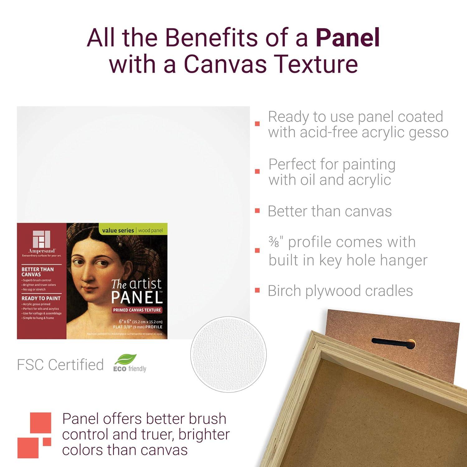 Ampersand Art Artist Panel, Canvas Texture, Cradled, 3/4" Profile, 12" x 16"