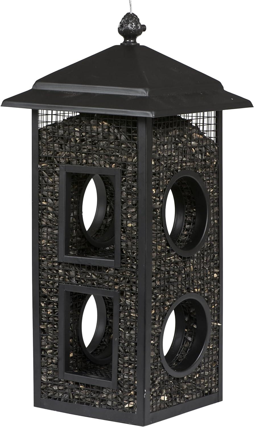 Black Metal Fly-Through Hanging Wild Bird Feeder