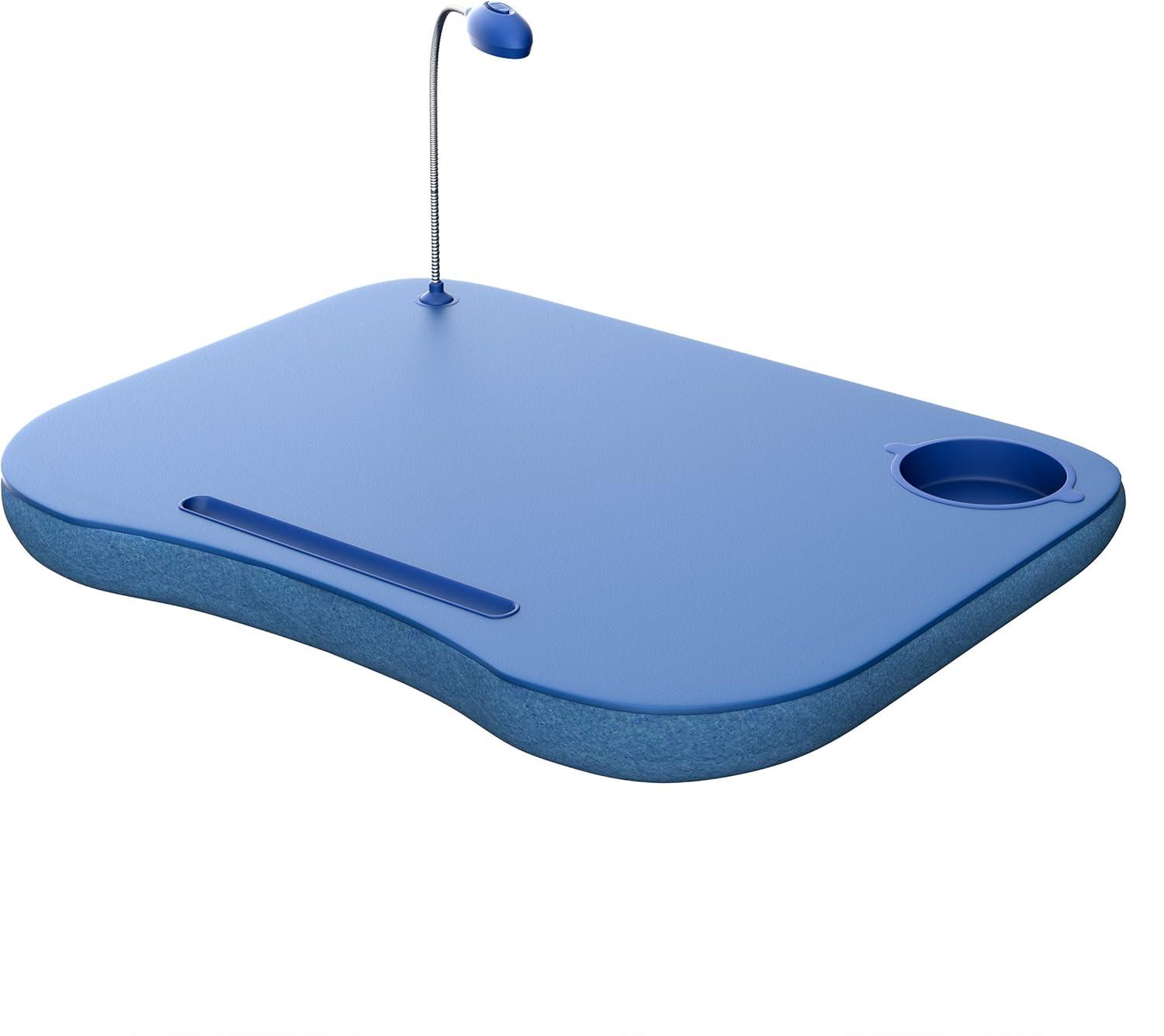 Lavish Home Cushioned Laptop Lap Desk with LED Light and Cup Holder (Blue)