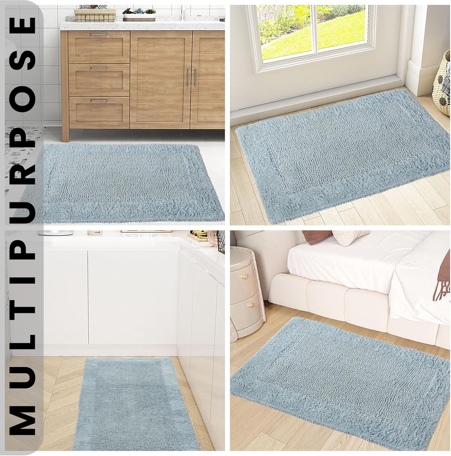 Better Trends Edge 100% Cotton Tufted Reversible Bath Rug 21" x 34" Rectangle - Blue