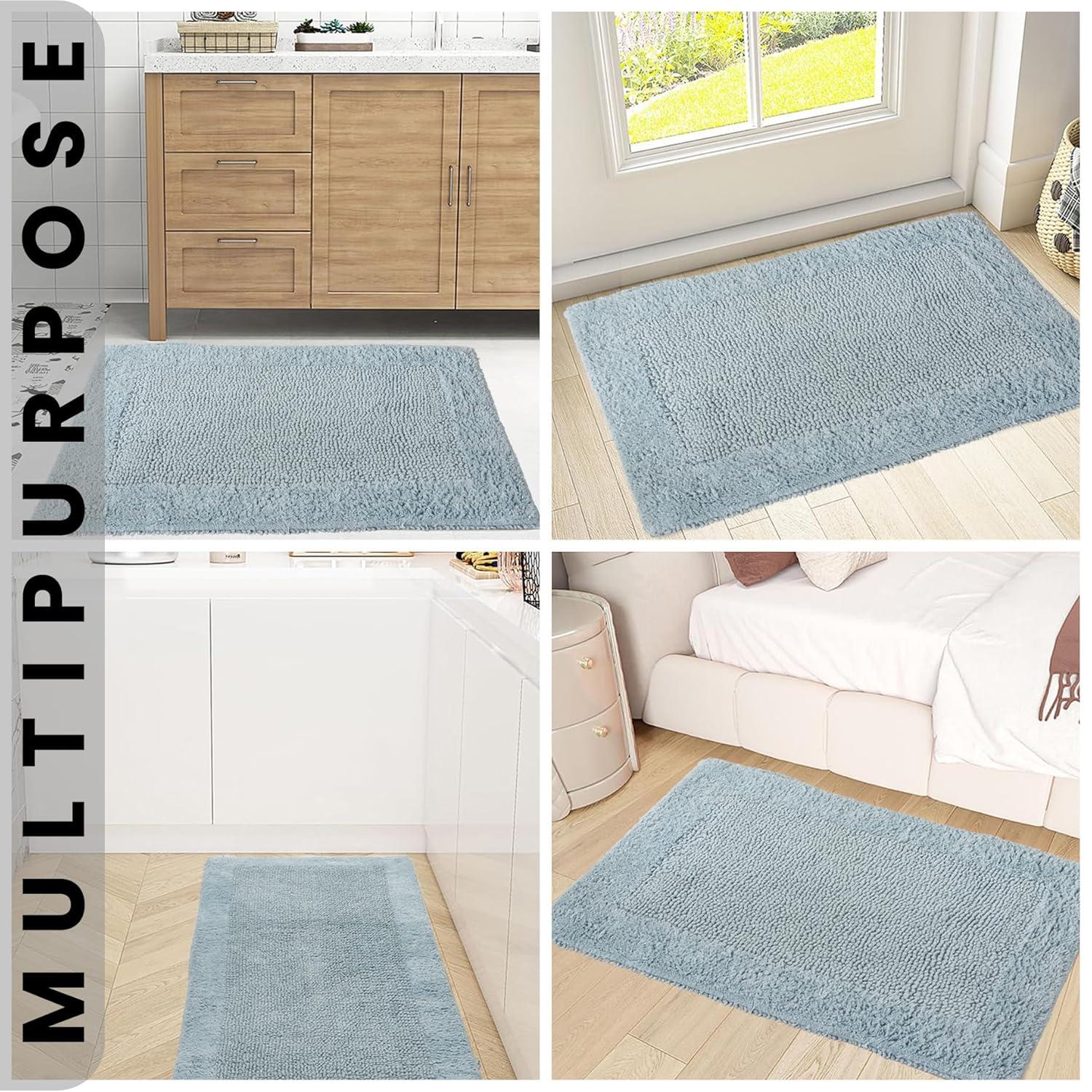 Better Trends Edge 100% Cotton Tufted Reversible Bath Rug 21" x 34" Rectangle - Blue