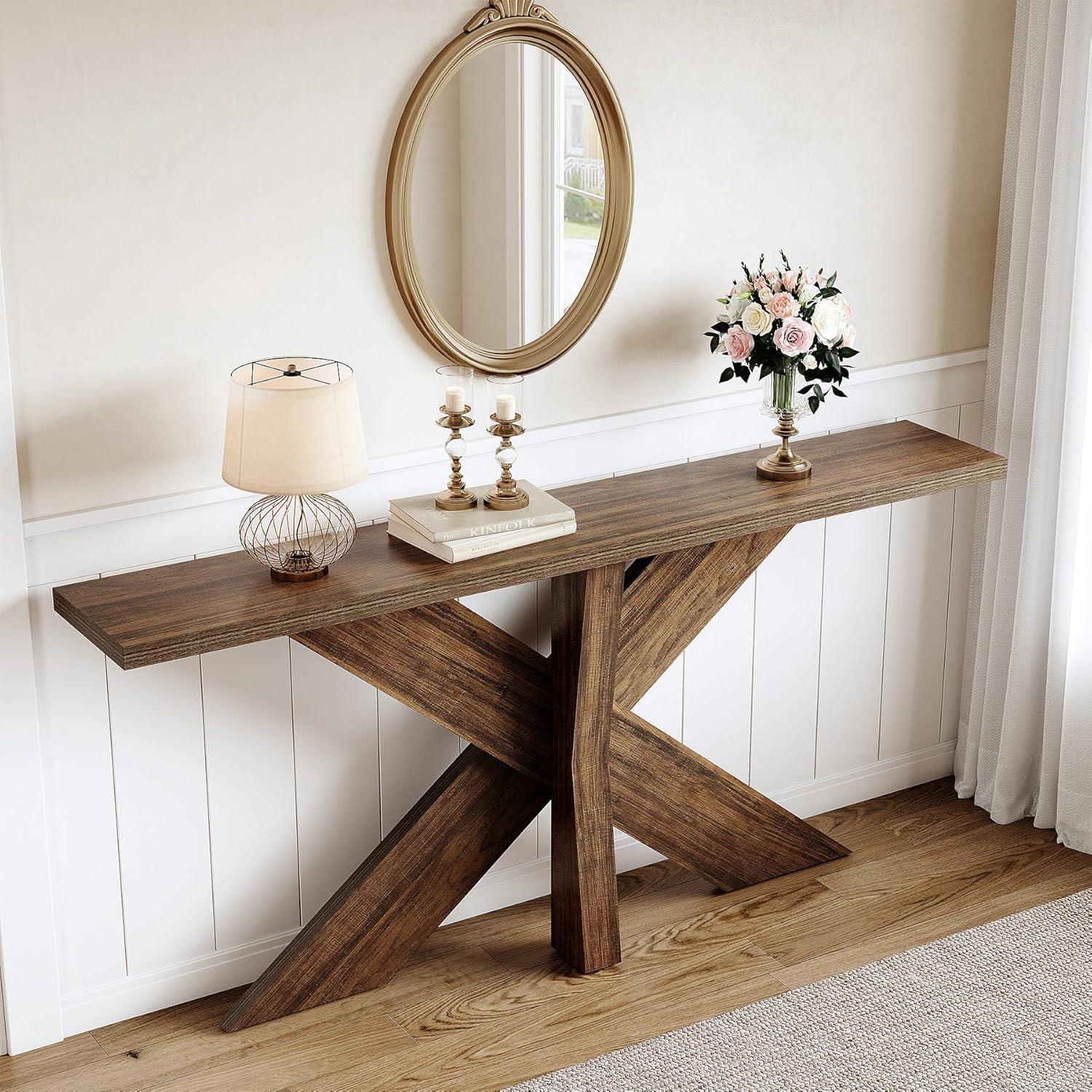 Ophelia & Co. 70.9" Farmhouse Console Table, Wood Hallway Sofa Table | Wayfair