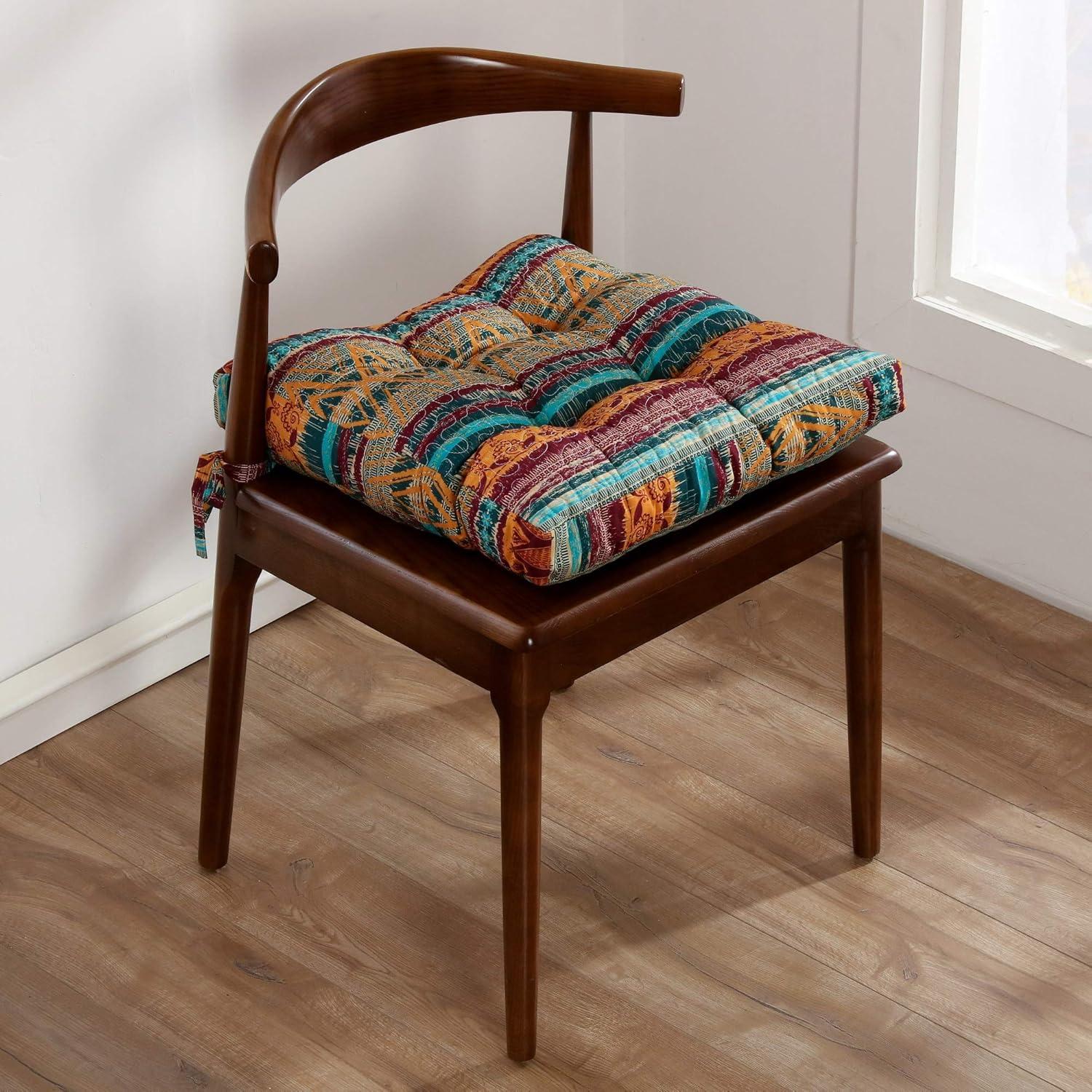 Greenland Home Barefoot Bungalow Triple-Layered Chair Pad - Seat Cushion - Southwest - Set of 4