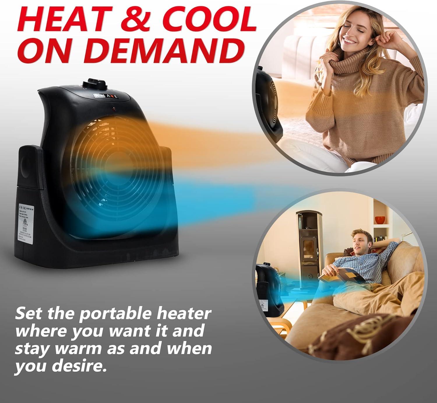 Amaze 1500W Black Electric Convection Space Heater with Fan