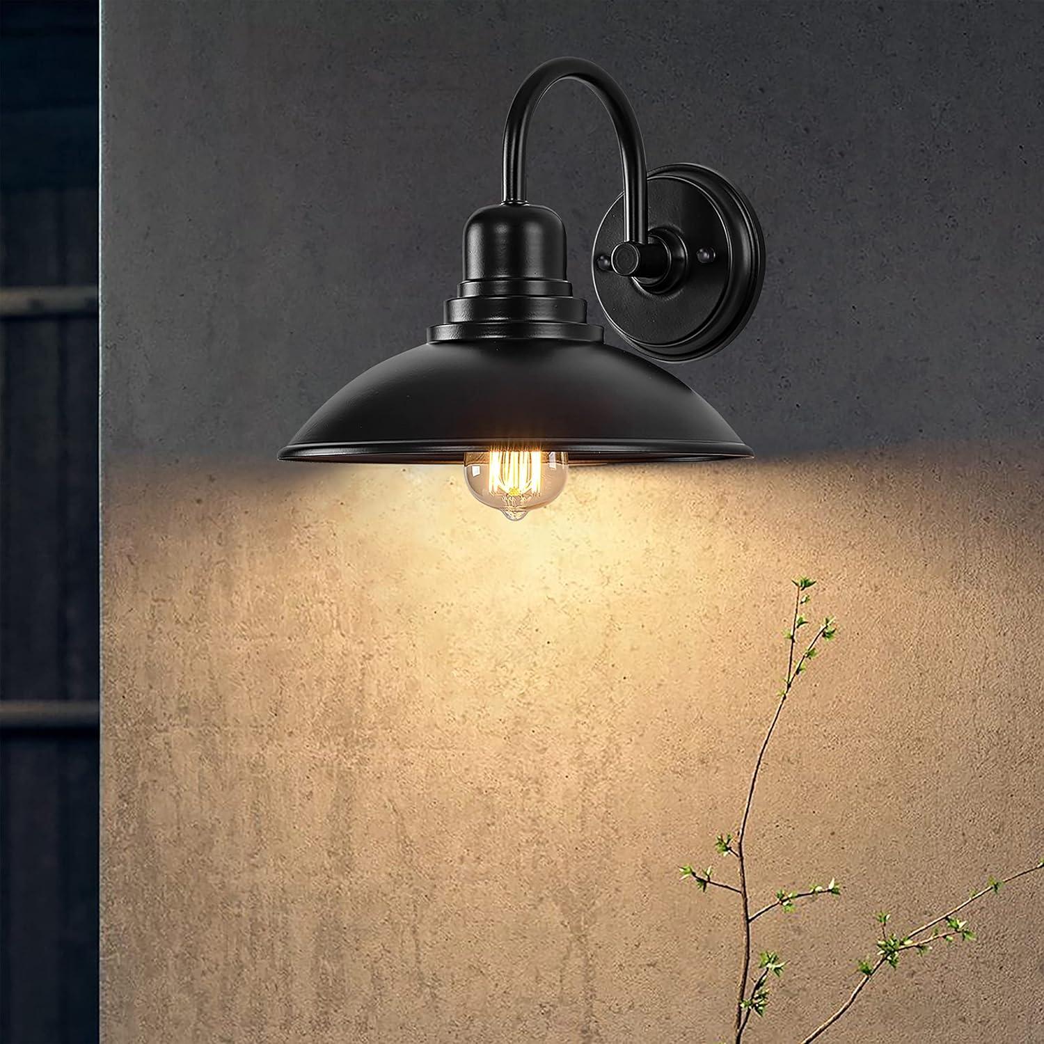 2-Pack Outdoor Wall Lights, Vintage Black Wall Sconces, Exterior Farmhouse Barn Light Fixtures, Indoor Wall Mount Lighting Fixtures, Anti-Rust Waterproof Exterior Light for Patio Porch Doorway Garage