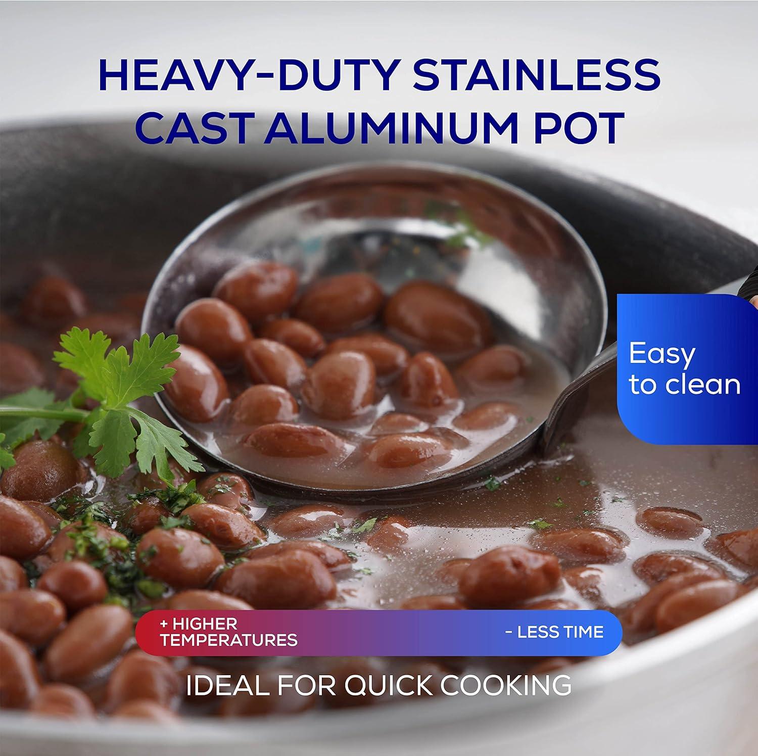 Universal (Professional Extra Large) Caldero 75 Cups - 27.7 QT / 26.6 L, Stainless Aluminum Pot, Even Heat Distribution and Fast Cooking Dutch Oven Pot with Ergonomic Handles, Ideal for Rice, and Mor