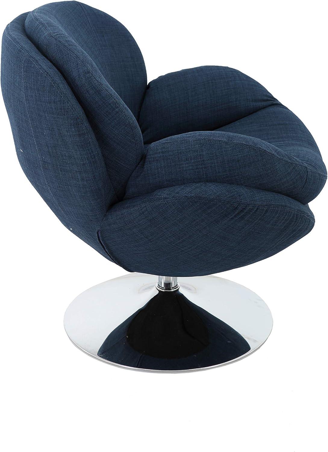 Relax-R Strand Fabric Upholstered Leisure Accent Chair in Denim/Chrome Base