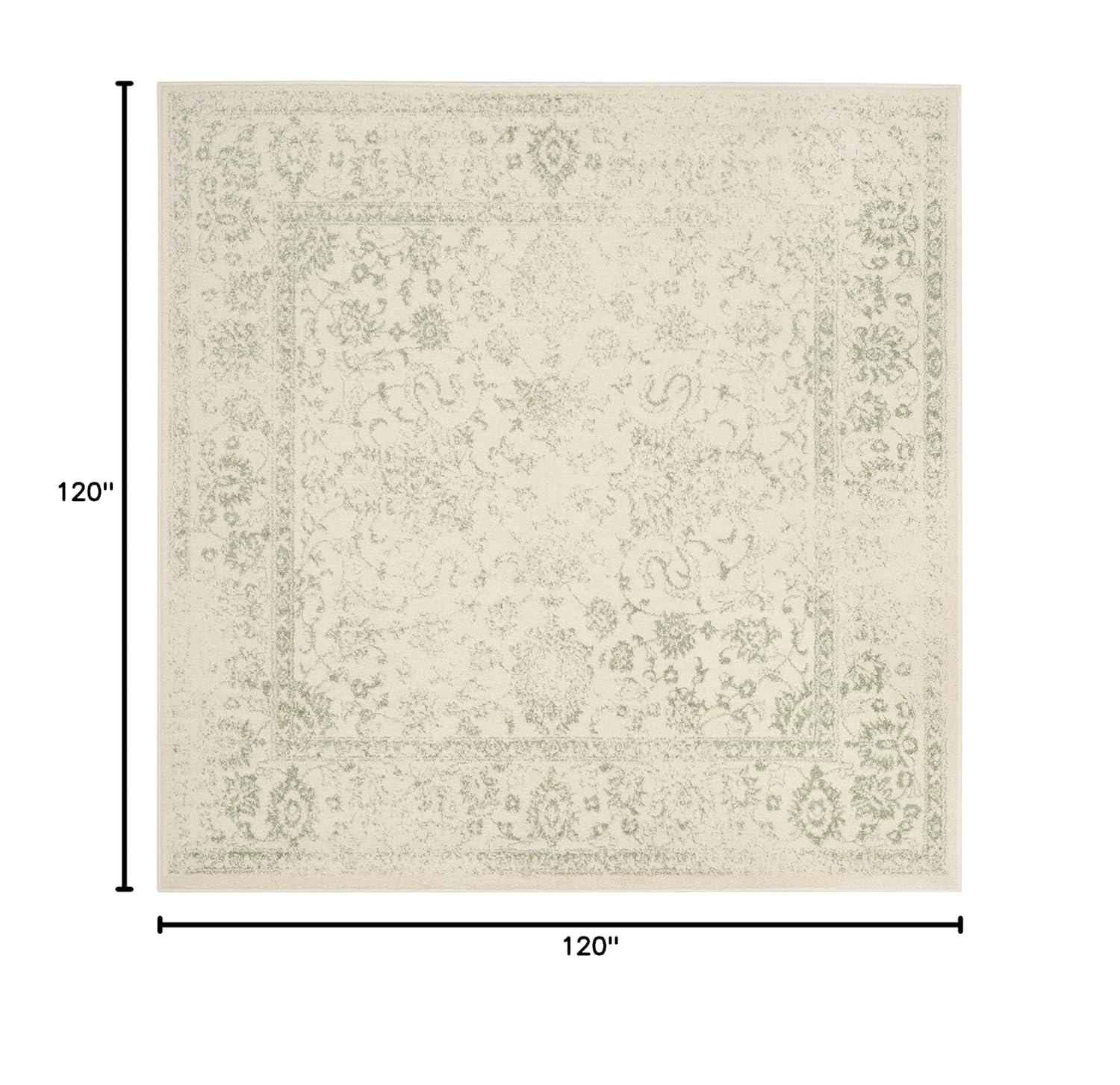 SAFAVIEH Adirondack Wyatt Traditional Area Rug, Ivory/Sage, 10' x 10' Square