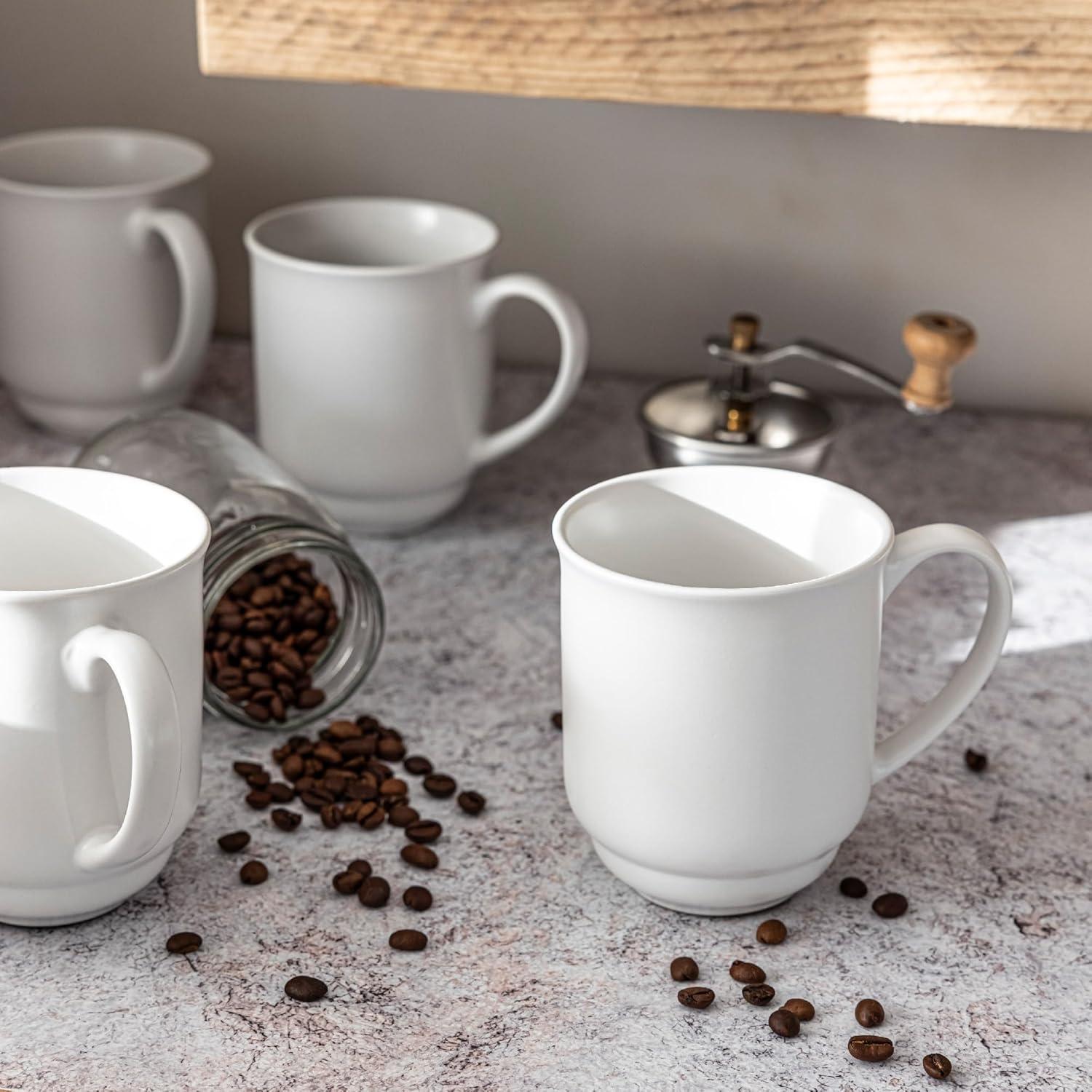 over&back Rimmed 16oz Semi-Matte Hand-Finished Stoneware Mugs, Set of 4