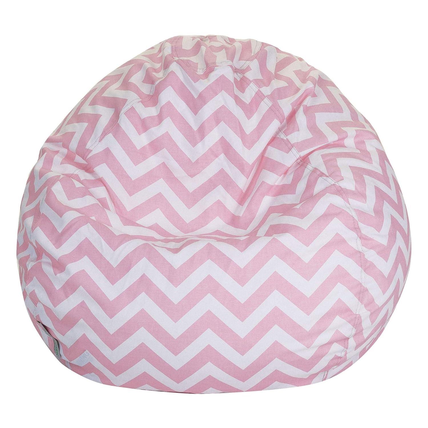 Baby Pink Chevron Cotton Small Bean Bag Chair