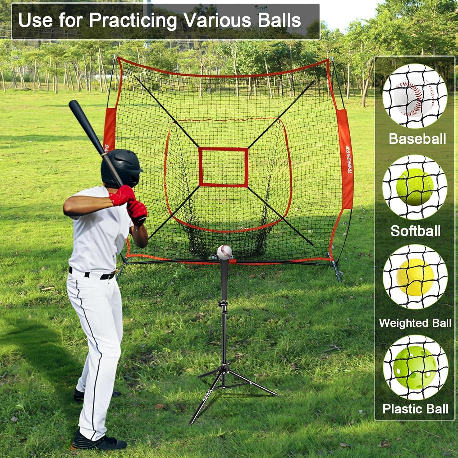 Zeny 7' x 7' Baseball Softball Practice Net Hitting Pitching Training Net w/Strike Zone,Bow Frame & Carry Bag