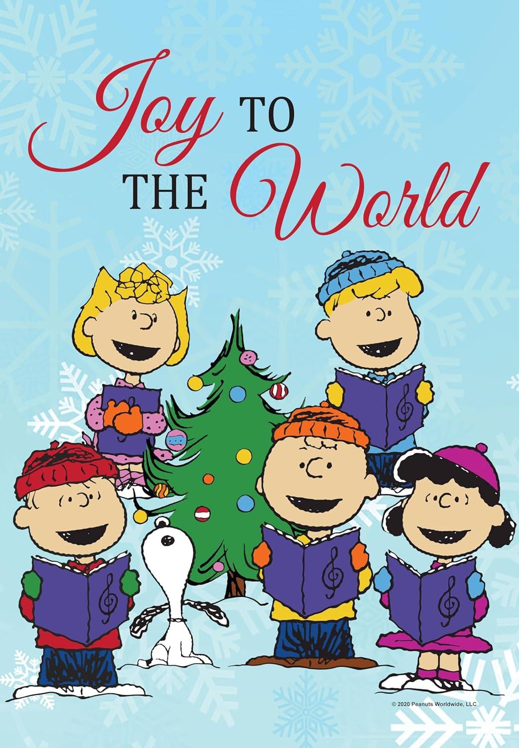 Peanuts Joy to the World Rectangular Polyester Garden Flag