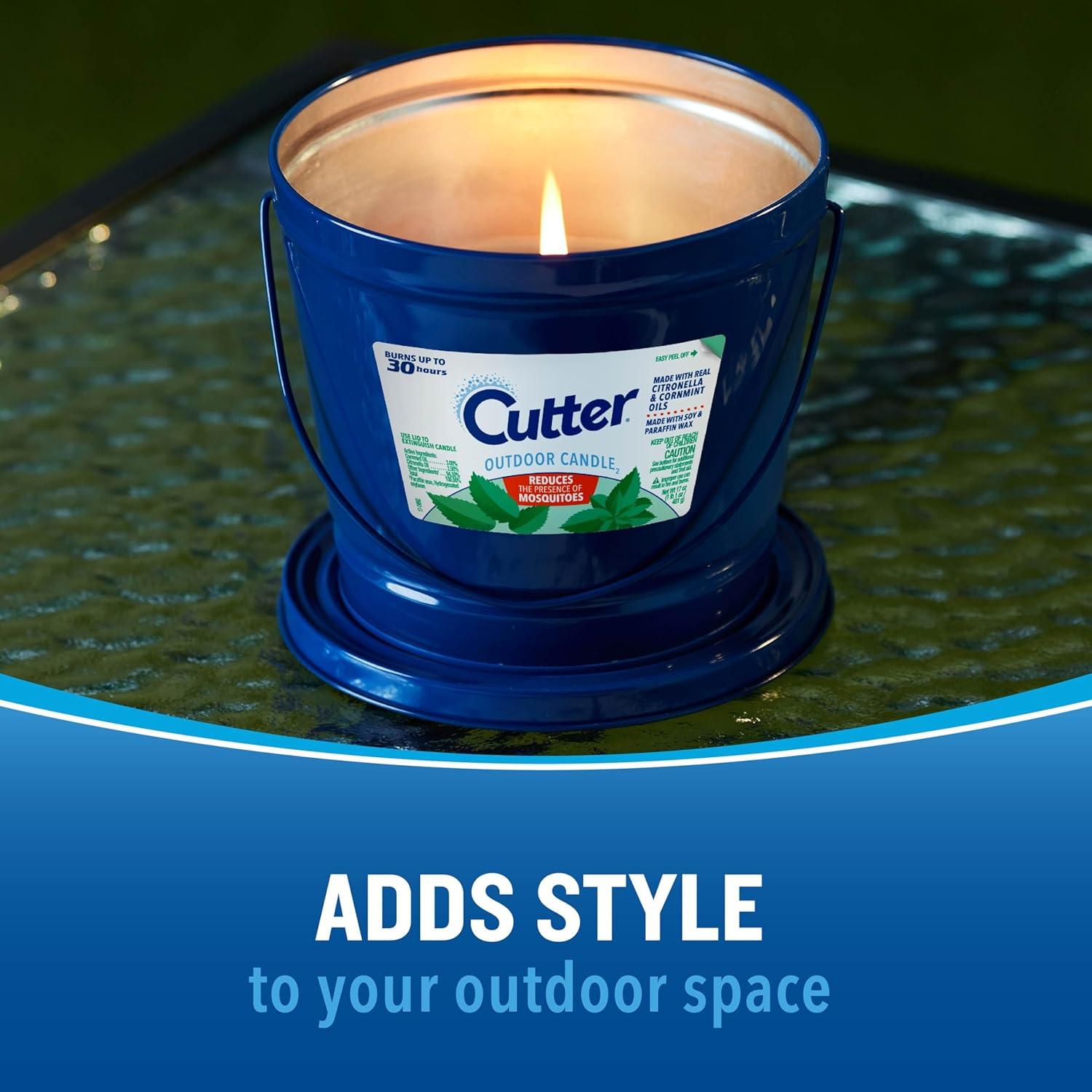 Cutter Outdoor Soy Wax Candle, Reduces The Presence of Mosquitos, Citronella & Mint Scent, 17 Ounces