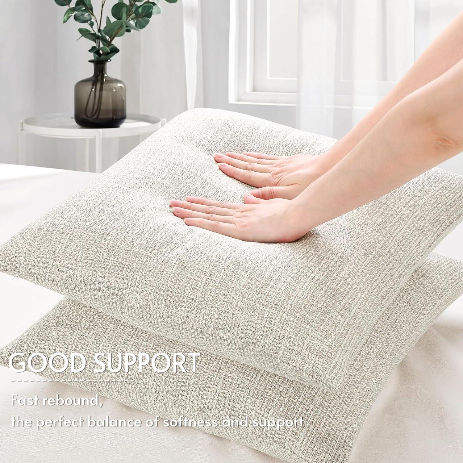 Unique Bargains Solid Indoor Linen Decorative Throw Pillow Cover 2 Pcs Beige 24" x 24"