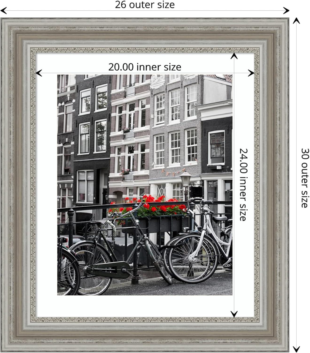 Amanti Art Parlor Silver Picture Frame Opening Size 20x24 in. (Matted To 16x20 in.)