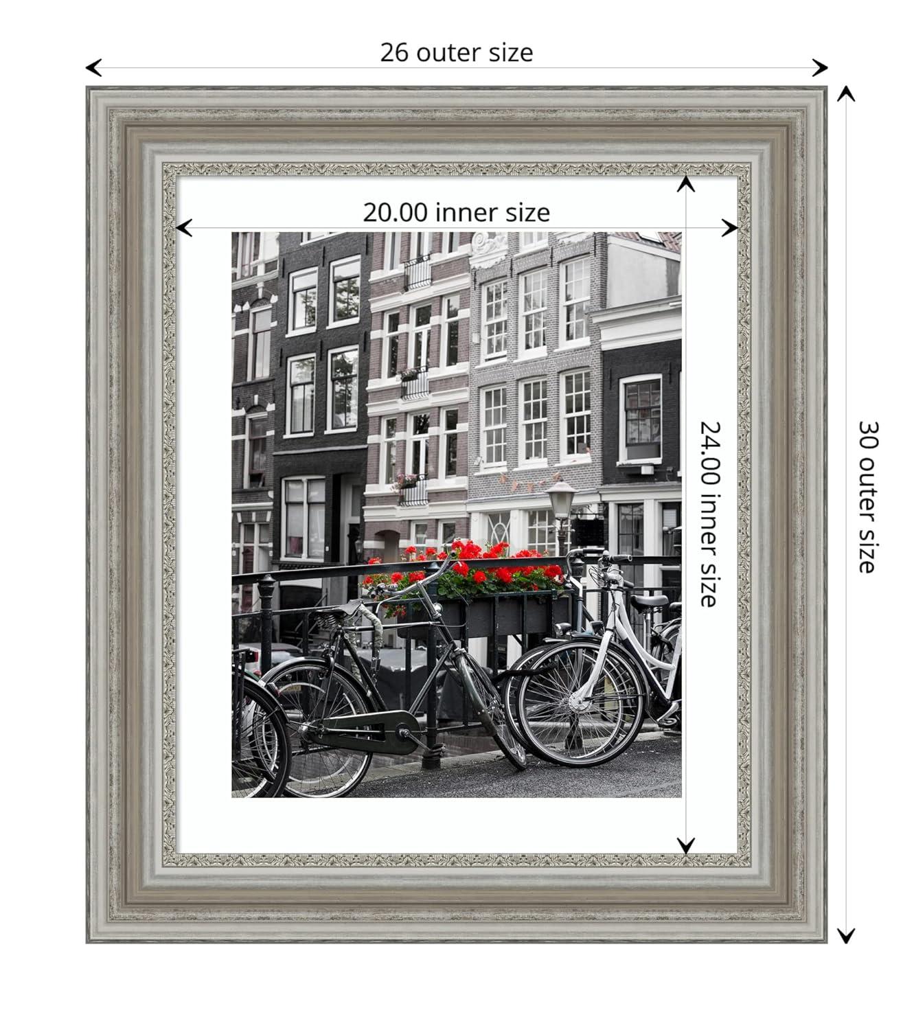 Amanti Art Parlor Silver Picture Frame Opening Size 20x24 in. (Matted To 16x20 in.)