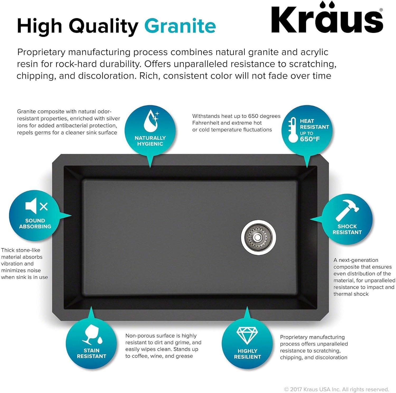 KRAUS Forteza™ 32" L Undermount Single Bowl Granite Kitchen Sink