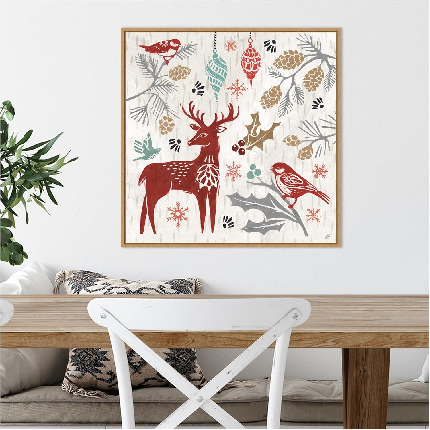 Amanti Art Woodcut Christmas III by Daphne Brissonnet Canvas Wall Art Print Framed 22 x 22-in.