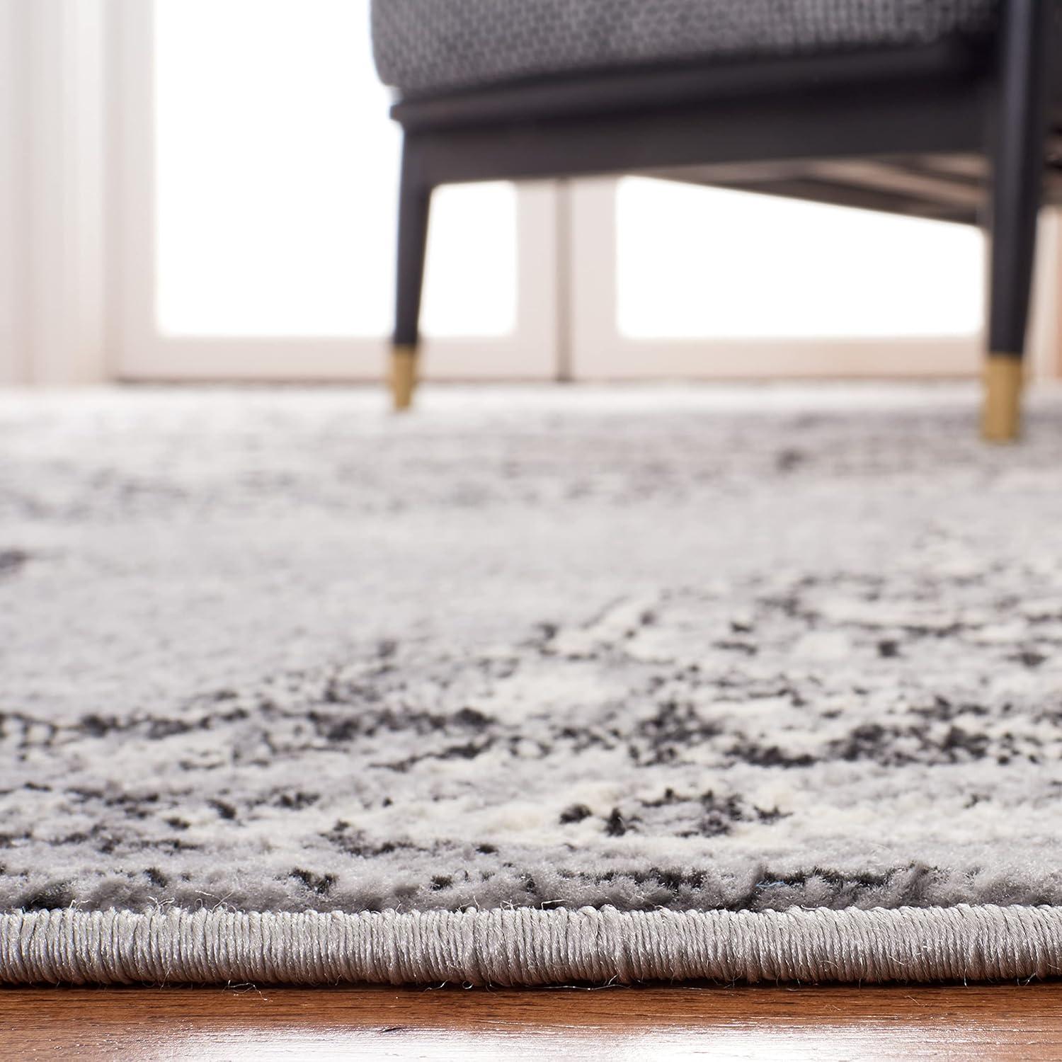 Brentwood BNT802 Power Loomed Area Rug - Silver/Black - 4'x6' - Safavieh.